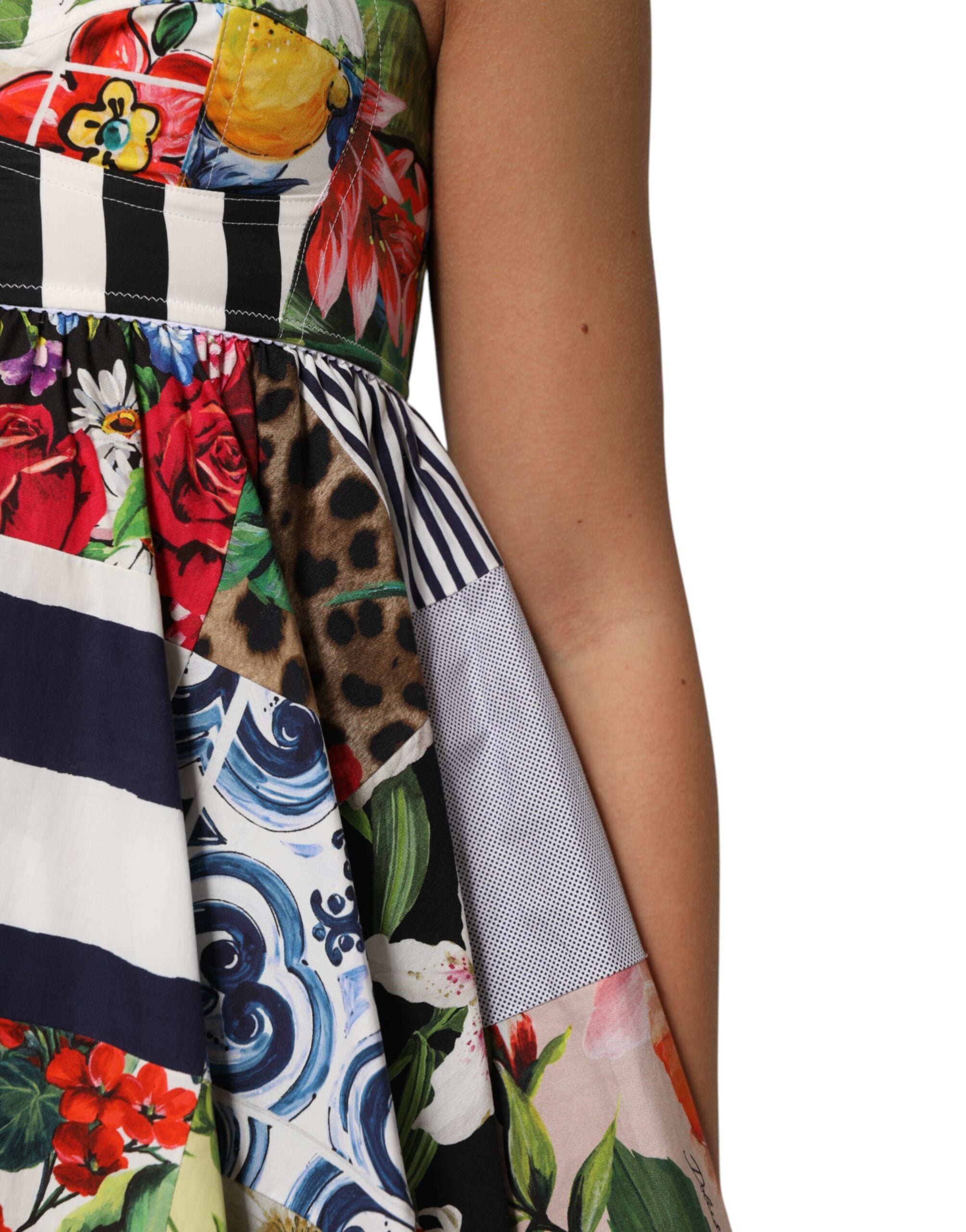 Dolce & Gabbana Multicolor Patchwork Cotton Aline Mini Dress-6