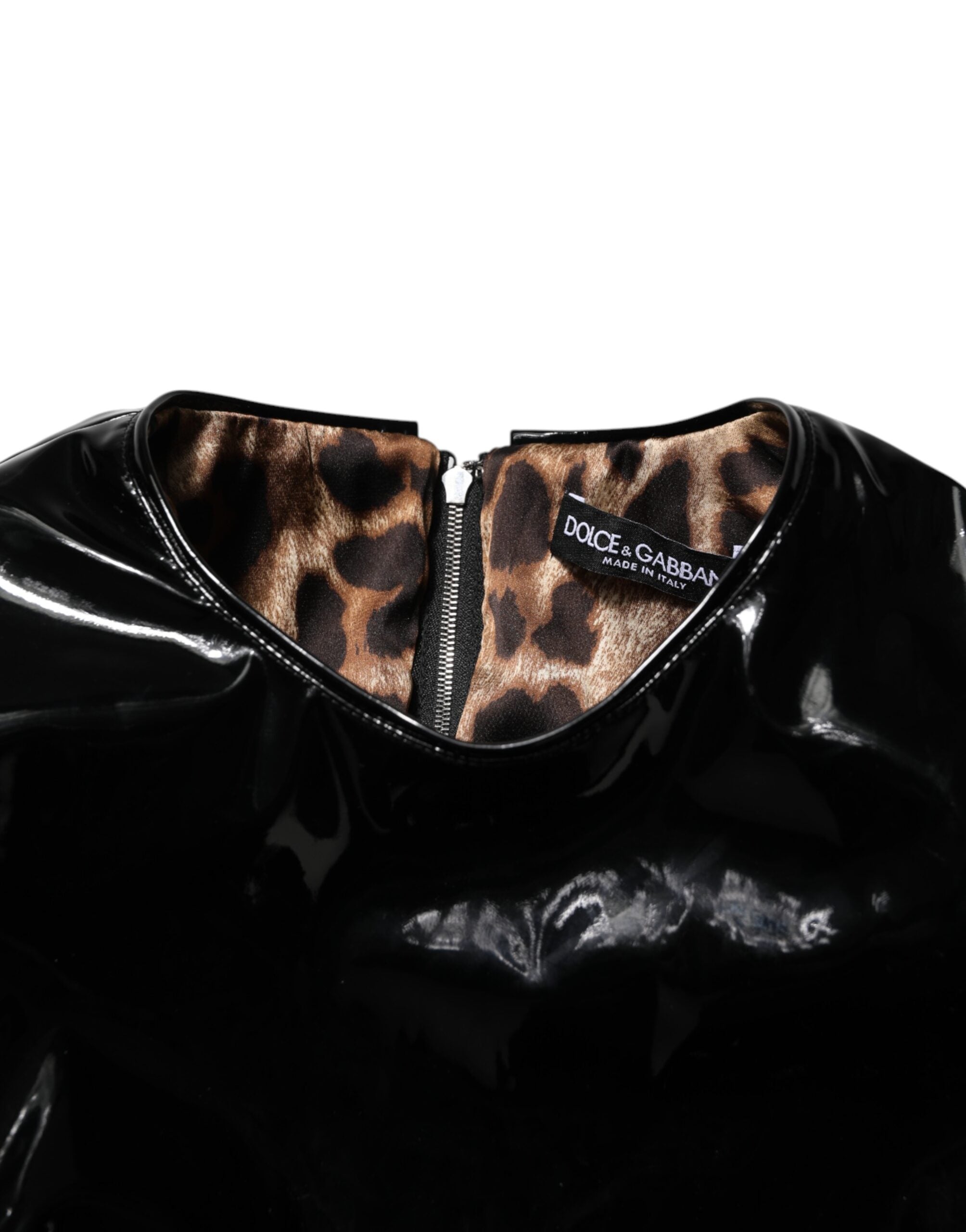 Dolce & Gabbana Black Bodycon Coat Mini Dress with Puff Sleeves-7