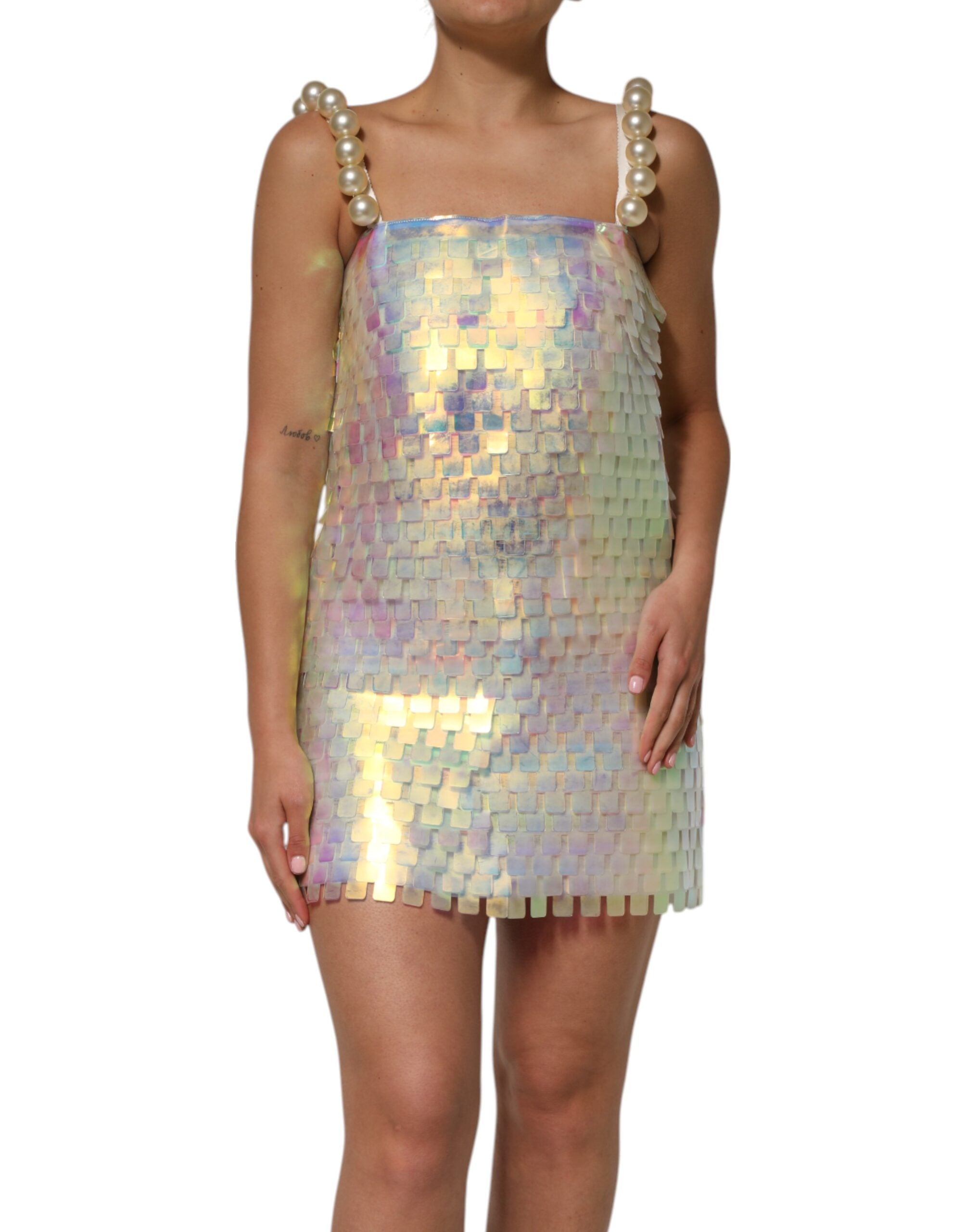 Minivestido holográfico con lentejuelas multicolor de Dolce & Gabbana-2
