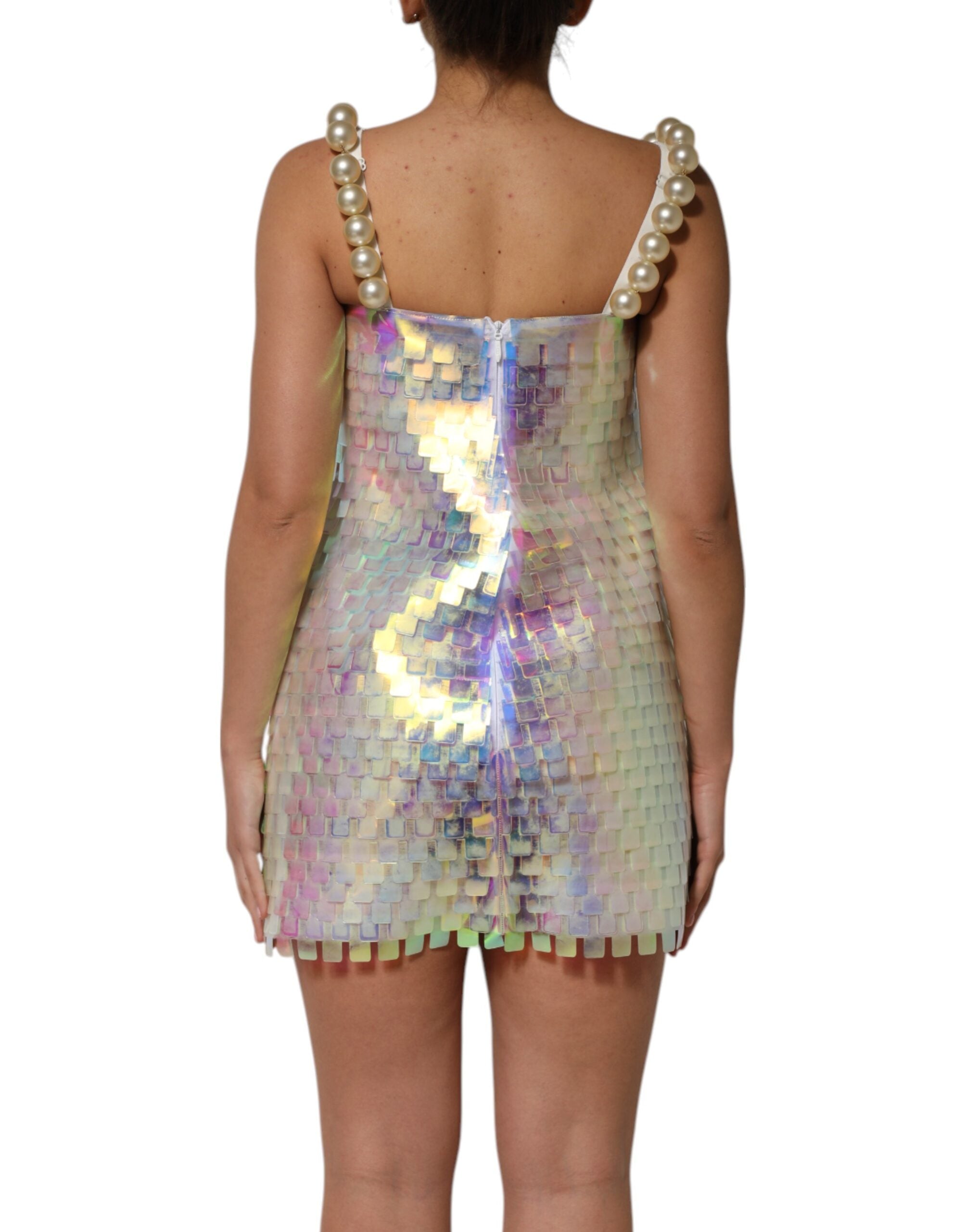 Minivestido holográfico con lentejuelas multicolor de Dolce & Gabbana-4