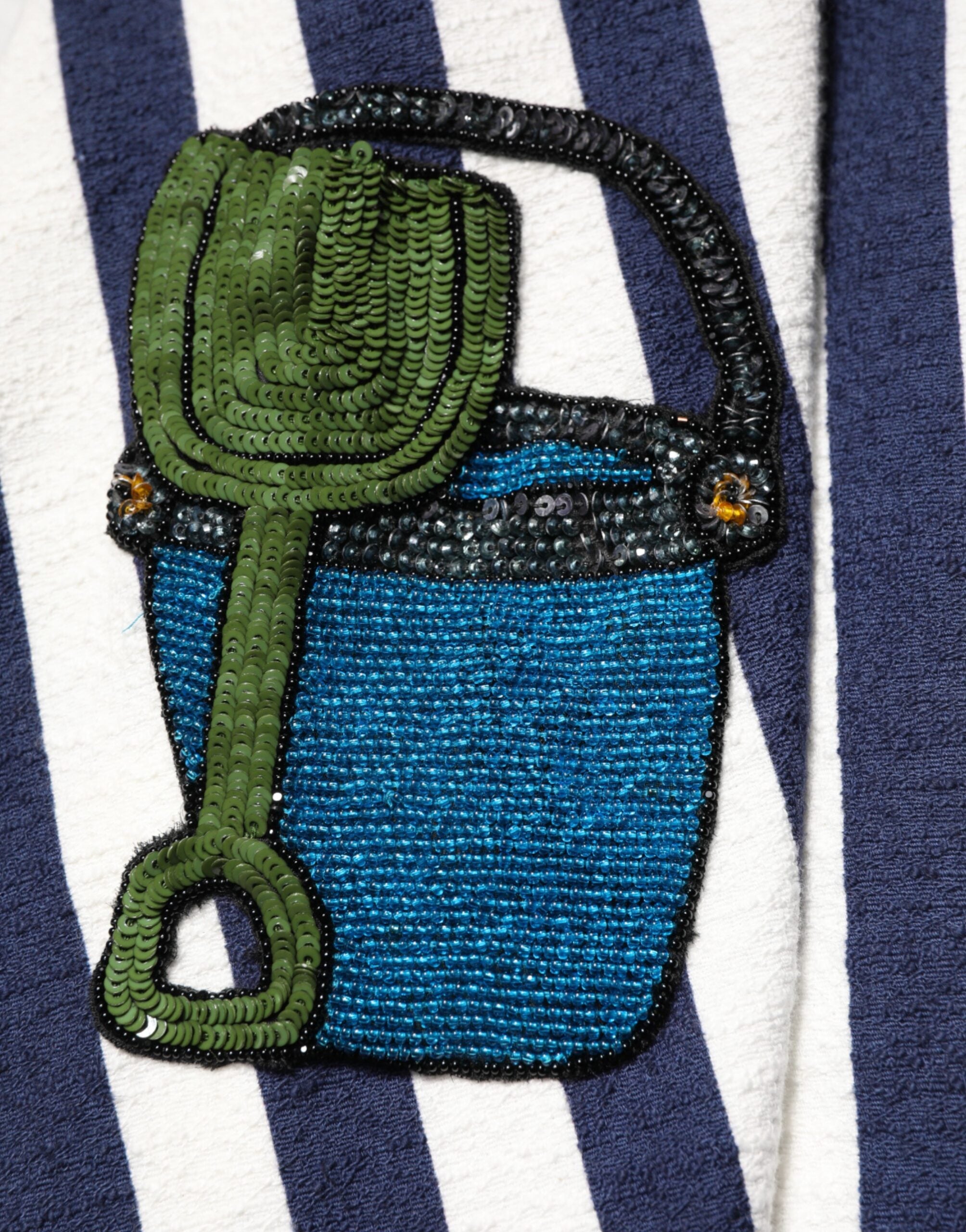Dolce & Gabbana blue and white striped embroidered A-line dress-8