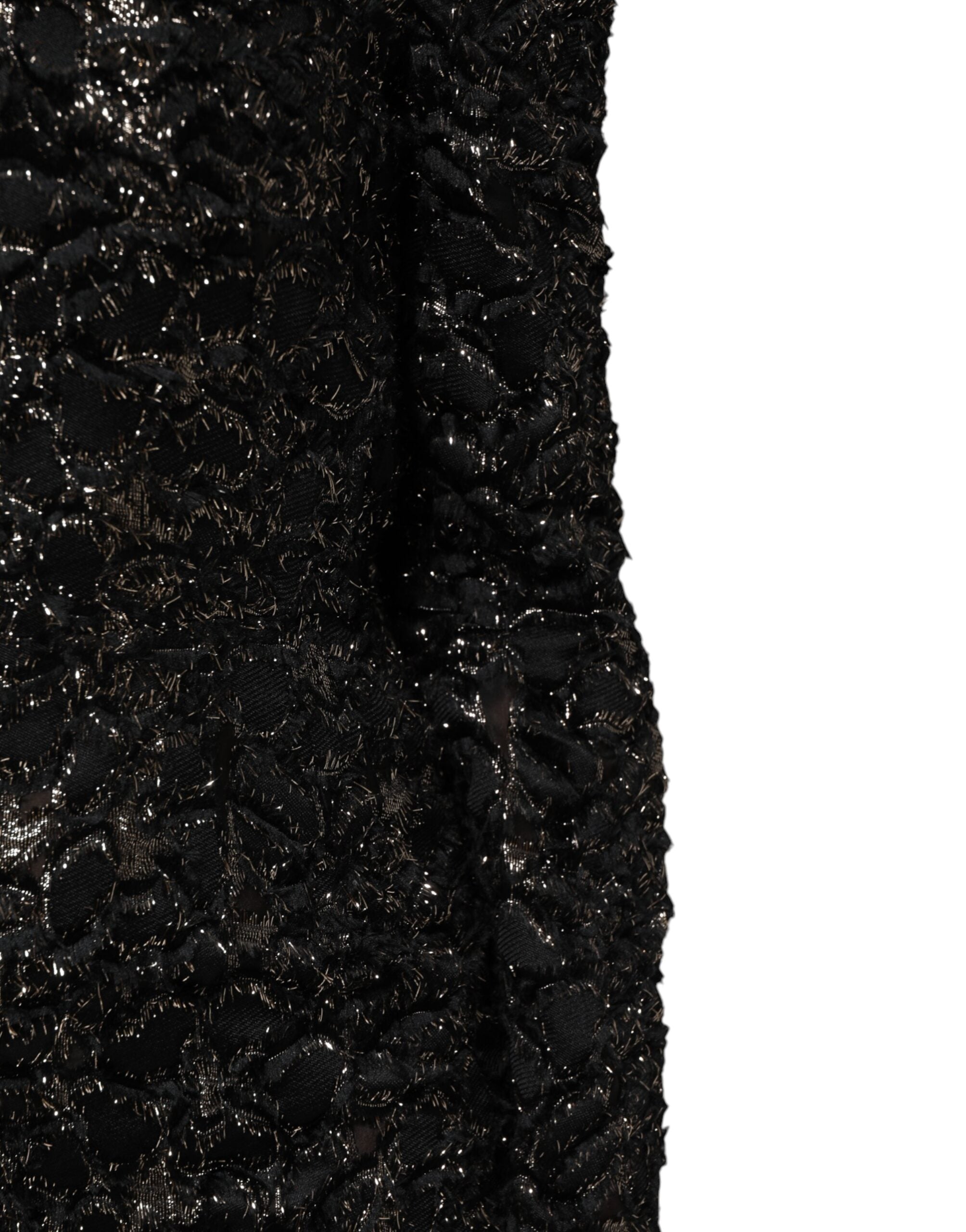 Dolce & Gabbana Vestido abrigo de tweed bouclé con lentejuelas negras-6