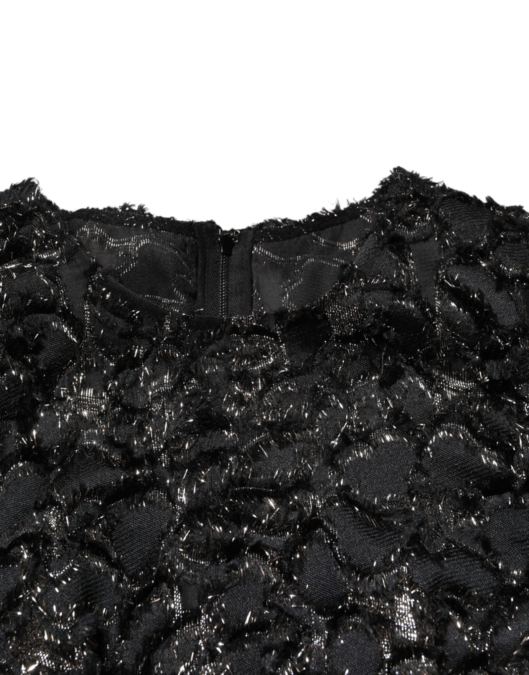 Dolce & Gabbana Vestido abrigo de tweed bouclé con lentejuelas negras-7