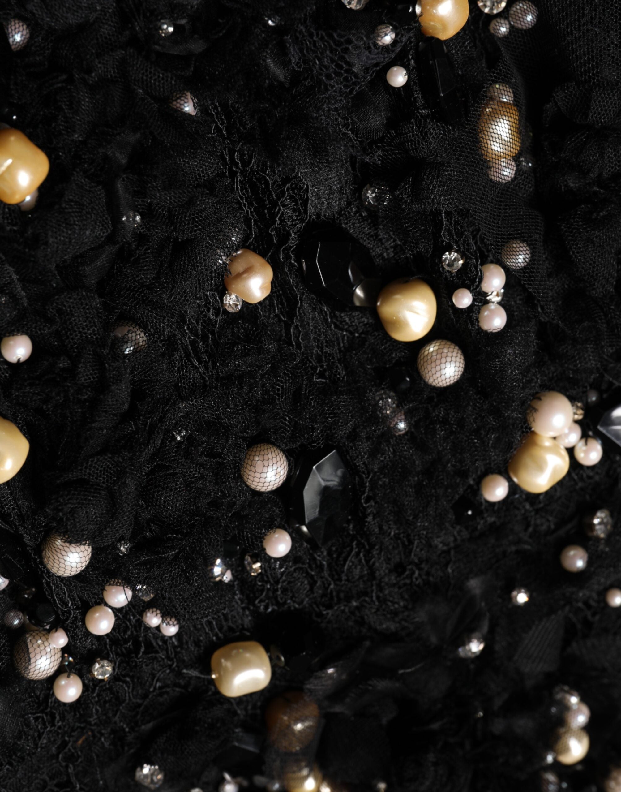 Dolce & Gabbana Black viscose shift dress with pearl embellishment-8