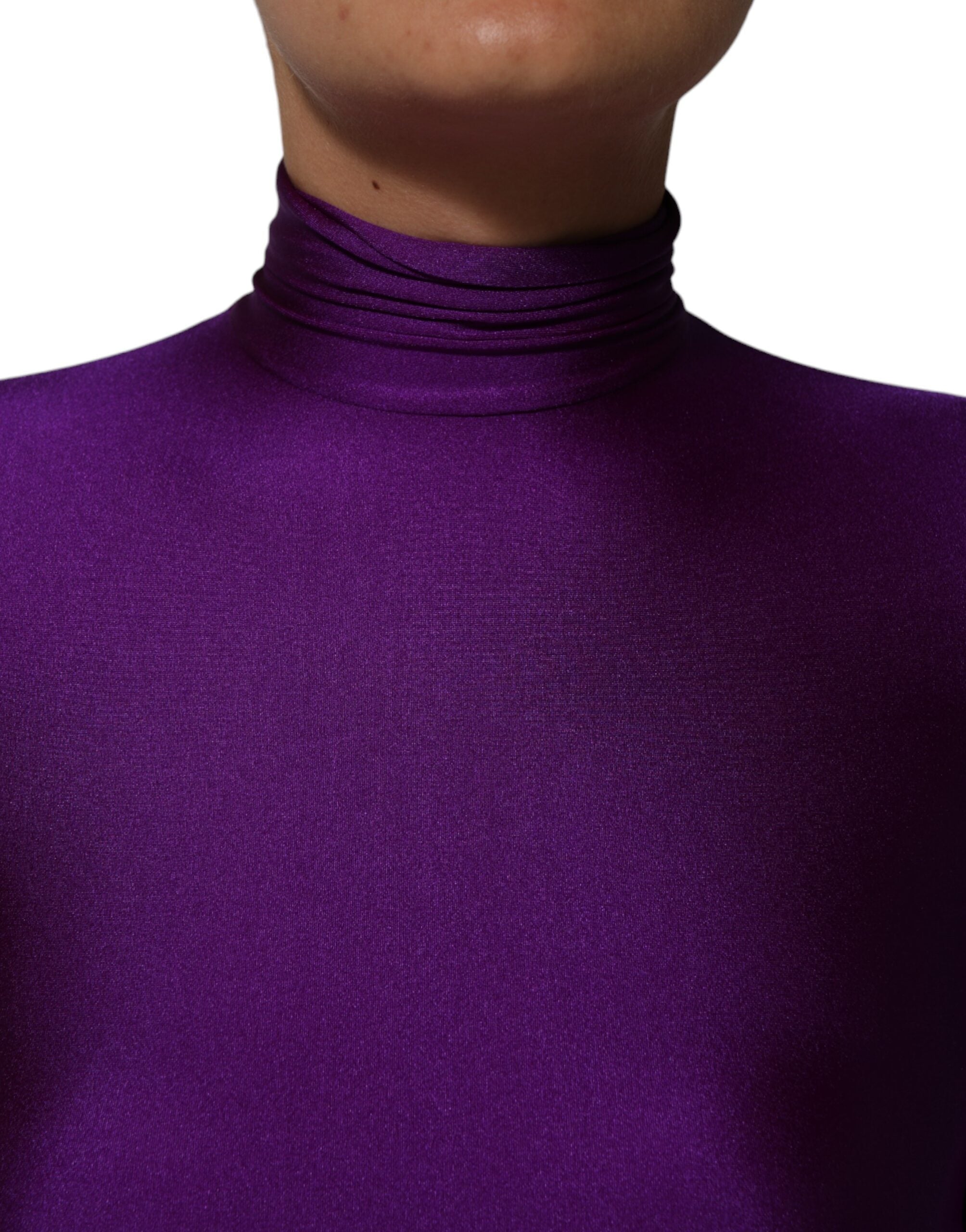 Dolce & Gabbana Purple Nylon Turtleneck Bodycon Jumpsuit Dress-5
