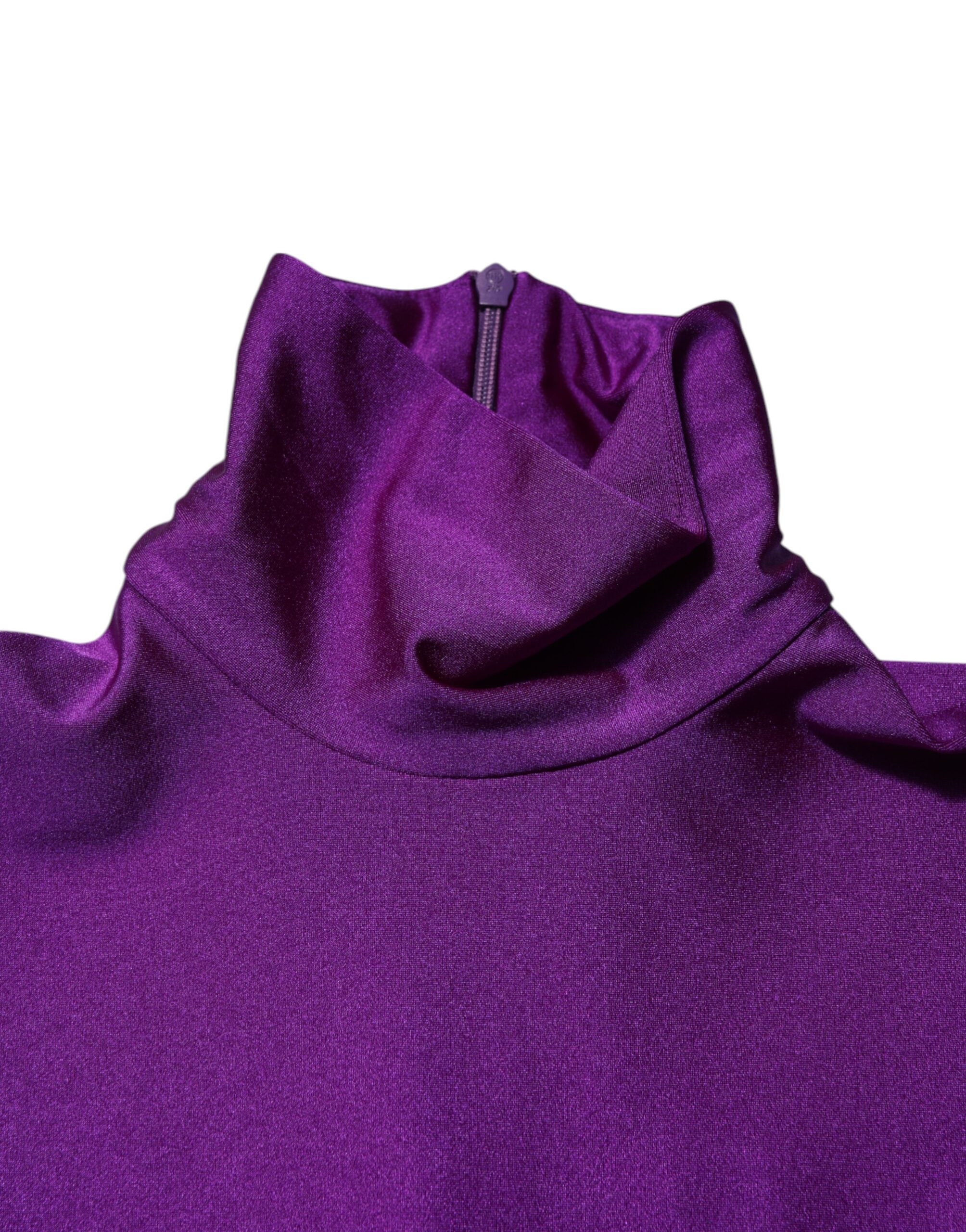 Dolce & Gabbana Purple Nylon Turtleneck Bodycon Jumpsuit Dress-7