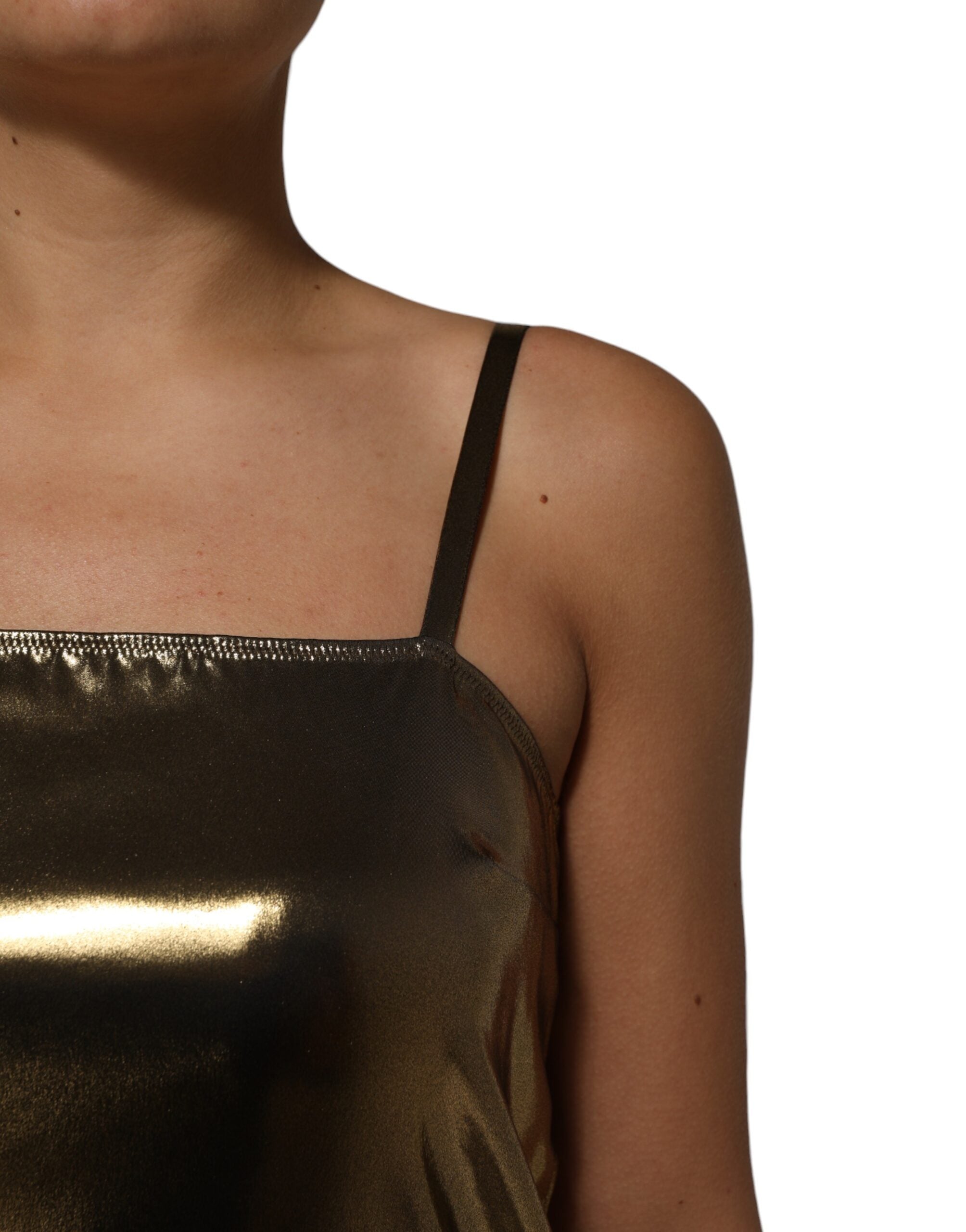 Dolce & Gabbana Metallic Gold Sleeveless A-Line Mini Dress-5