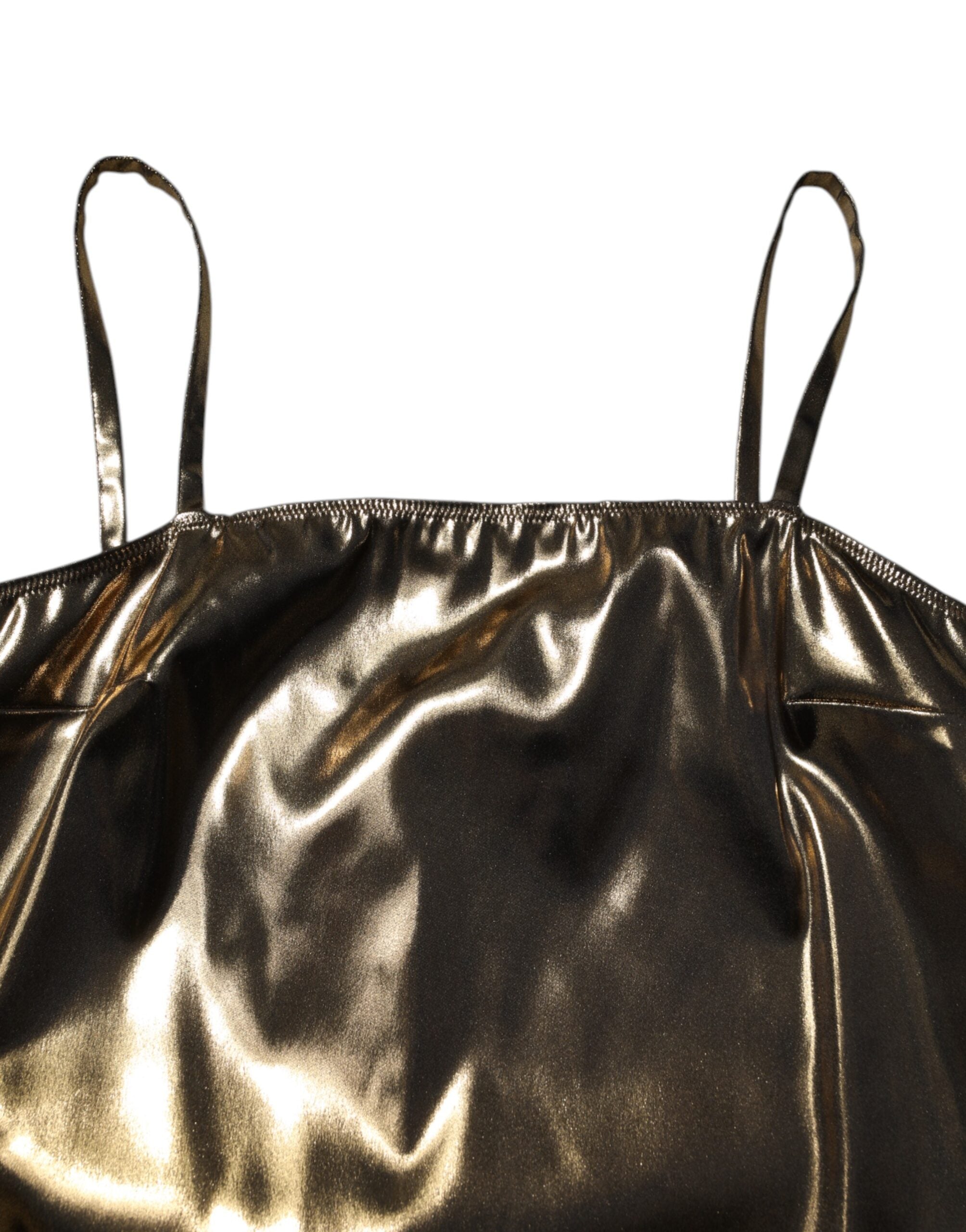 Dolce & Gabbana Metallic Gold Sleeveless A-Line Mini Dress-7