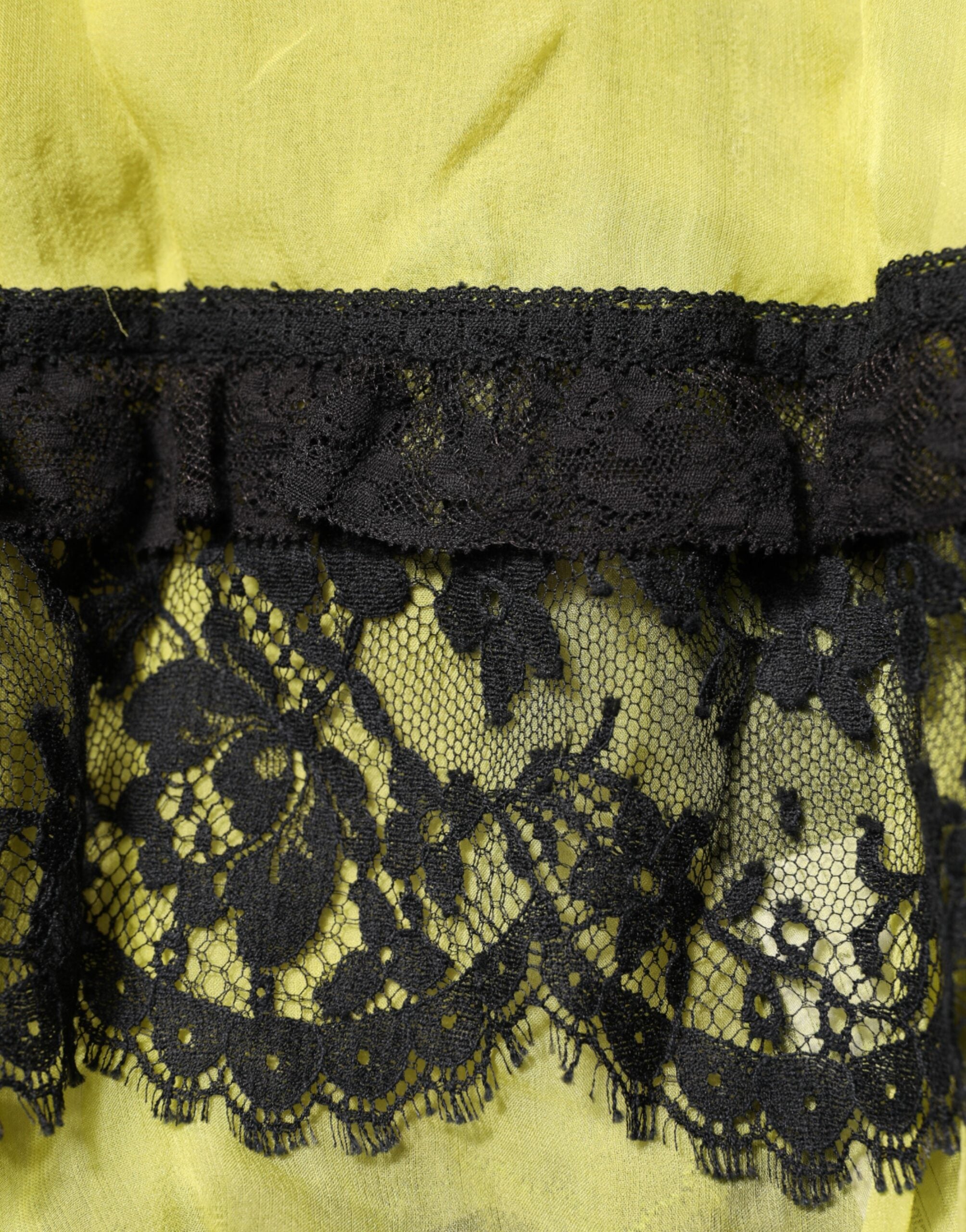 Dolce & Gabbana Yellow Black Babydoll Chemise Lingerie Dress-8