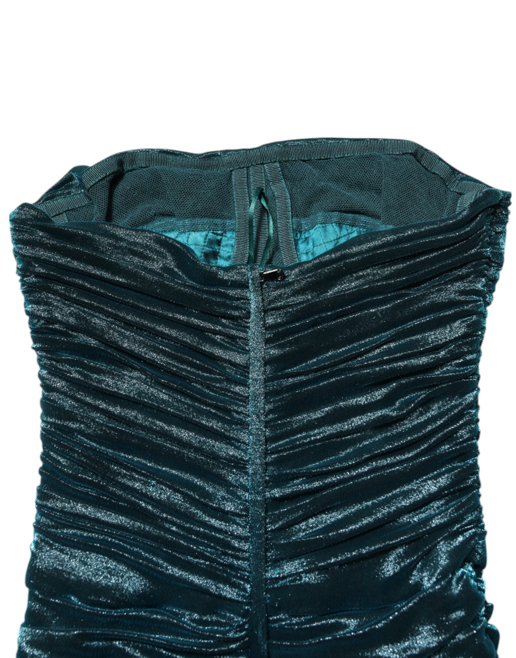 Dolce & Gabbana Green strapless silk satin dress-6