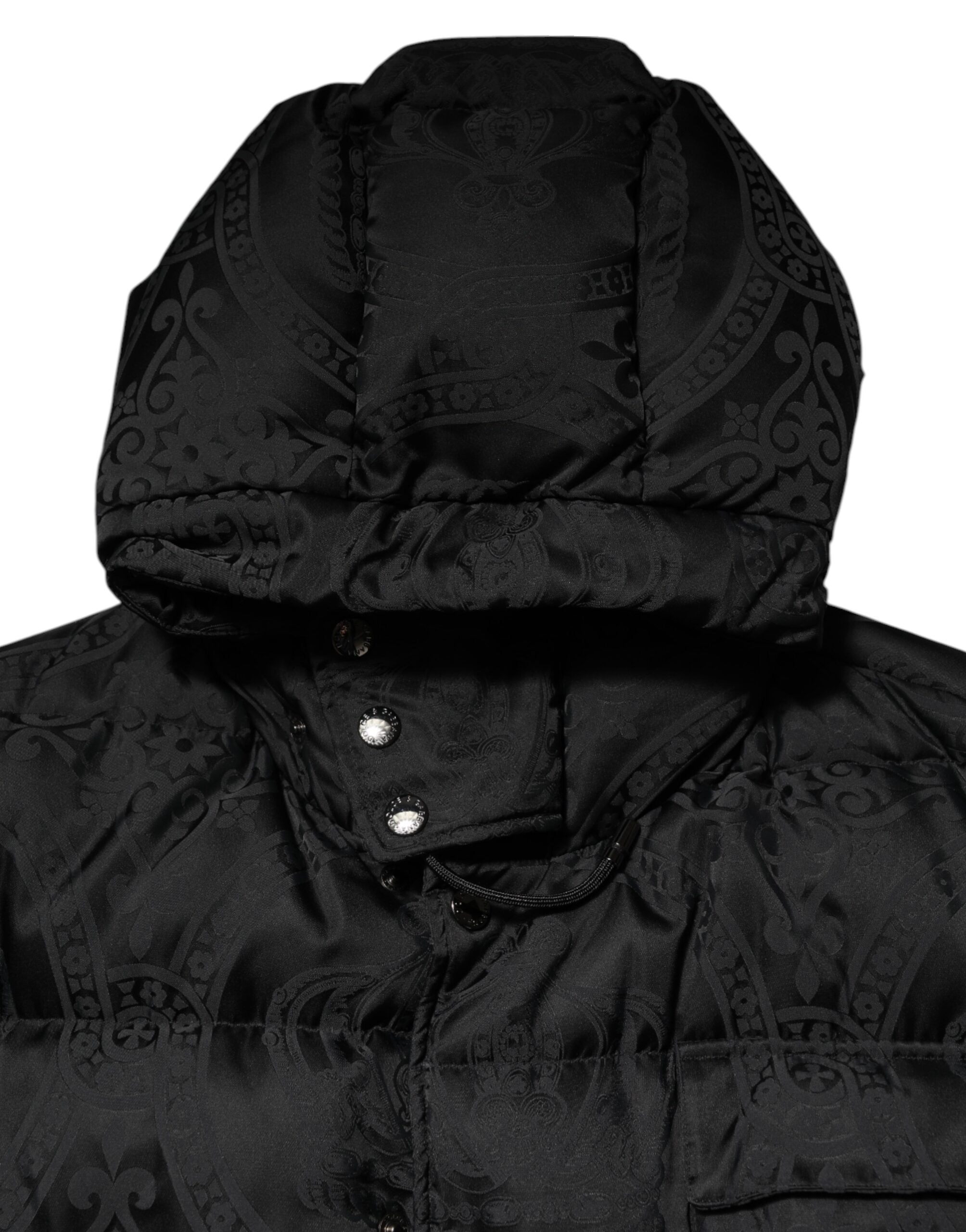 Dolce & Gabbana Black Jacquard Quilted Hooded Jacket-6