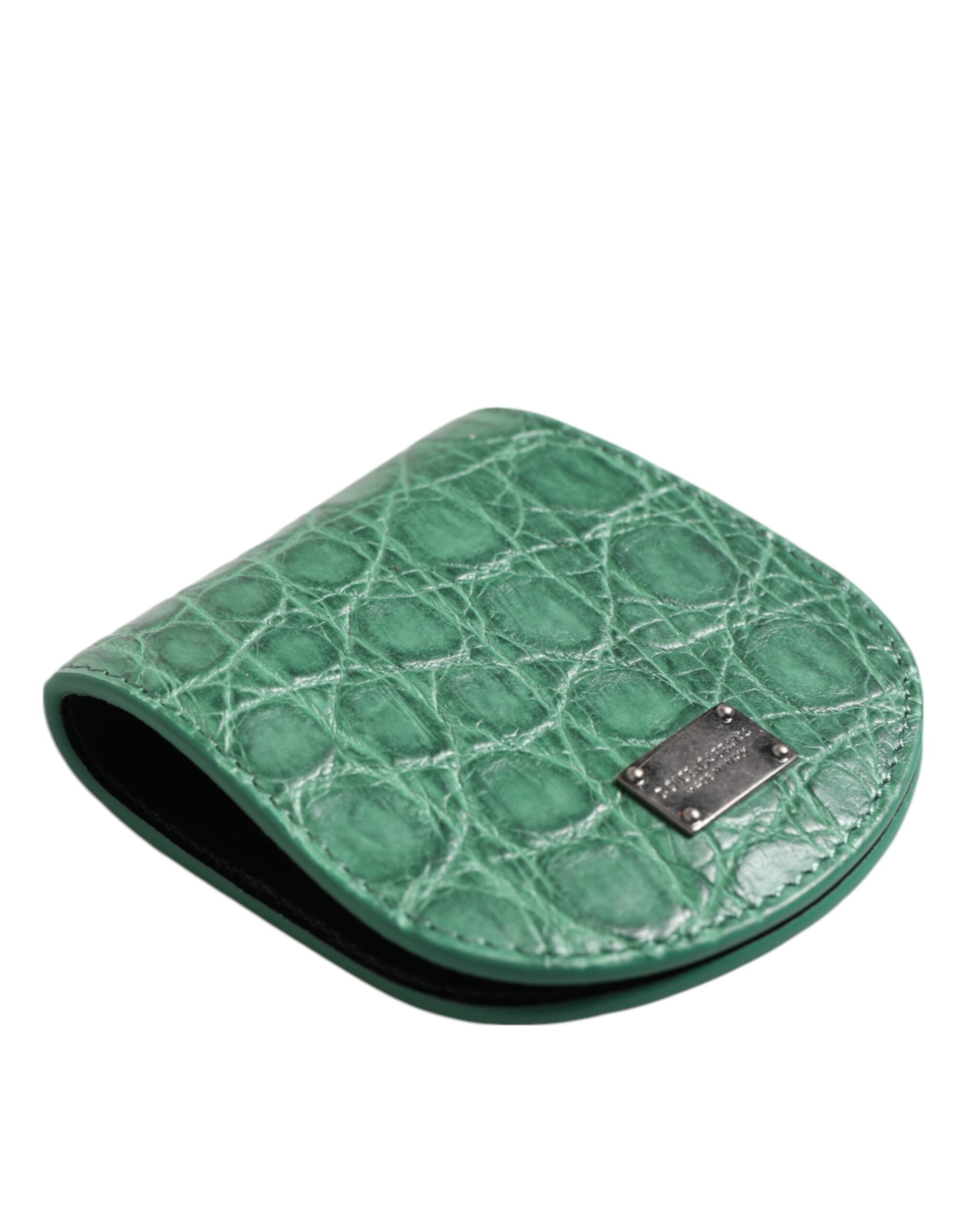 Dolce & Gabbana Green Exotic Skin Coin Condom Case Holder Bag Wallet-3