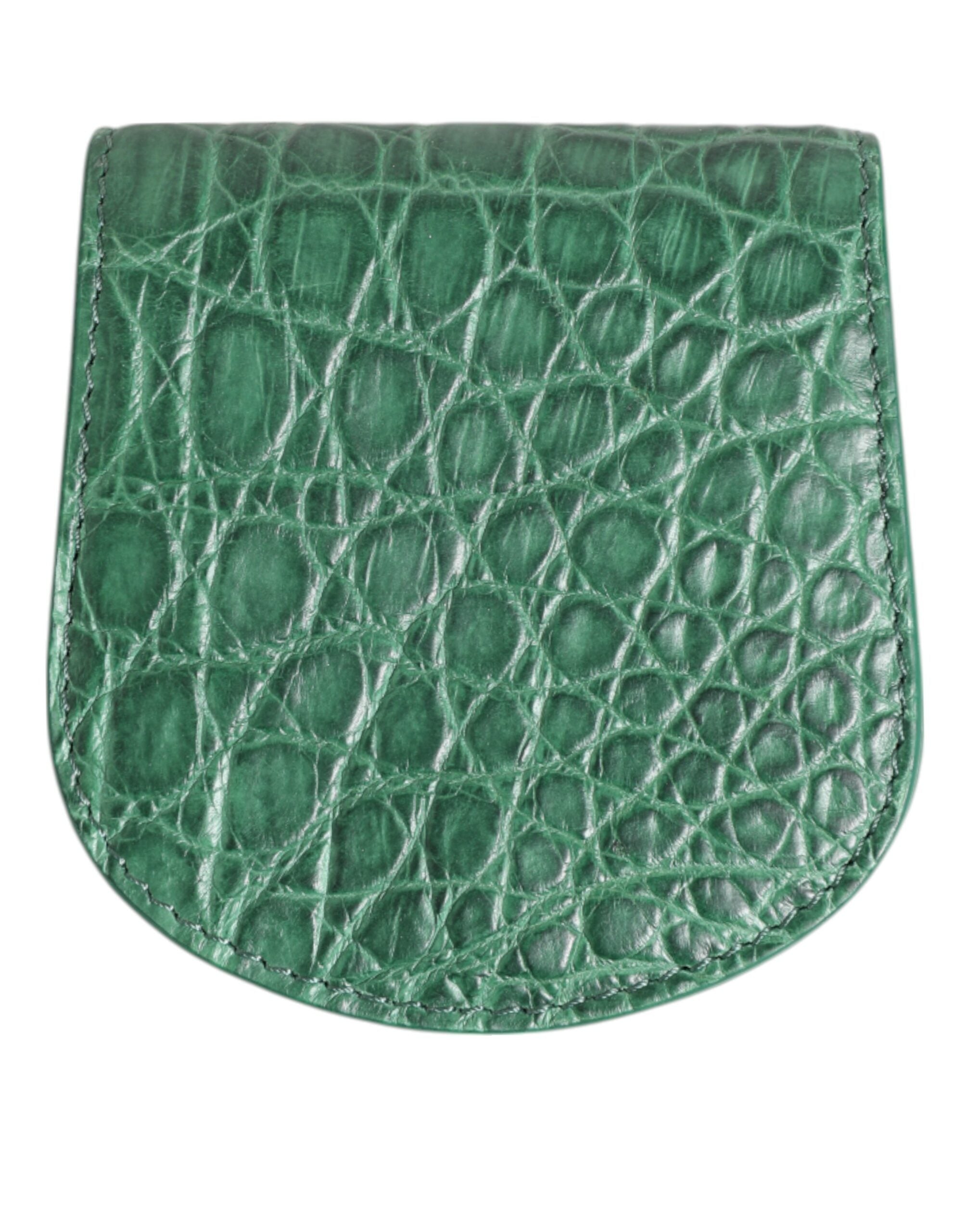 Dolce & Gabbana Green Exotic Skin Coin Condom Case Holder Bag Wallet-5