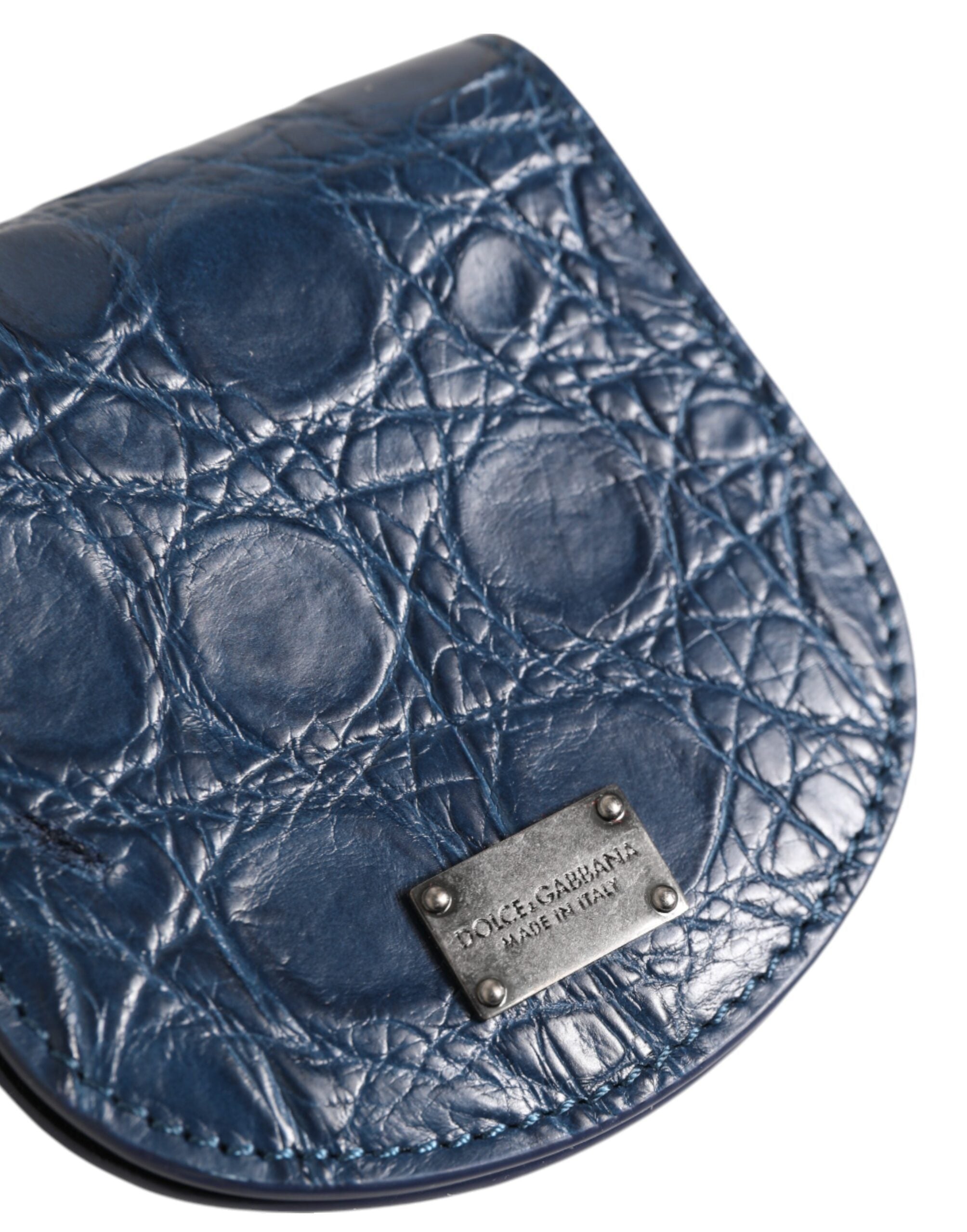 Dolce & Gabbana Blue Exotic Skin Coin Condom Case Holder Bag Wallet-3