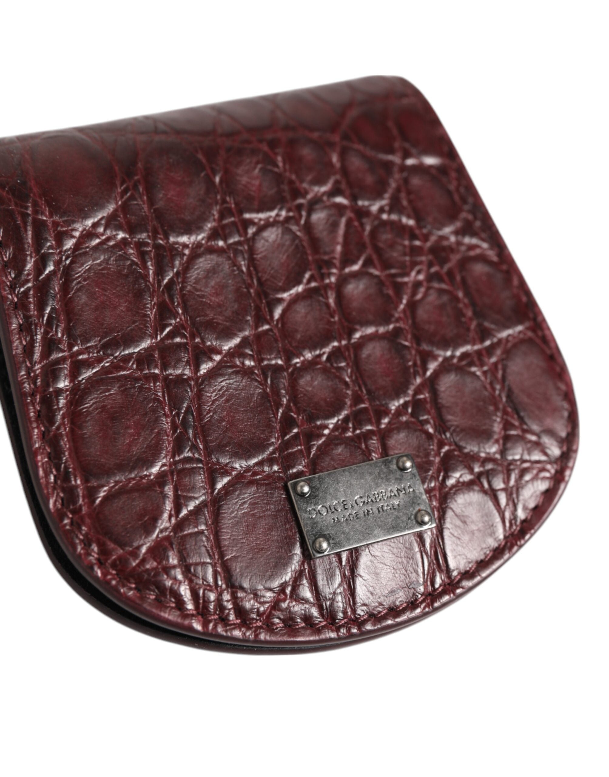 Monedero y estuche para preservativos Dolce & Gabbana en piel exótica color burdeos-3