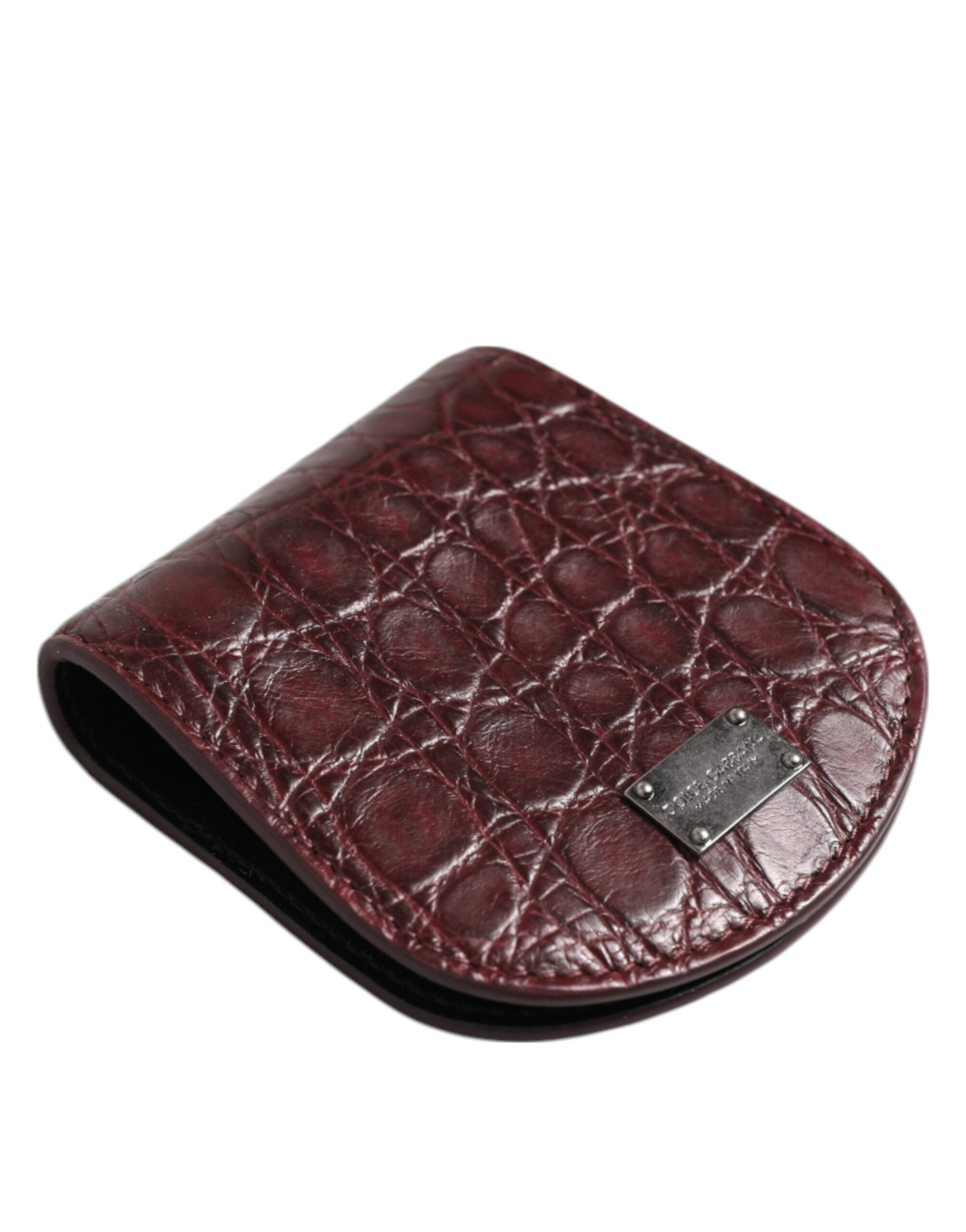 Monedero y estuche para preservativos Dolce & Gabbana en piel exótica color burdeos-4