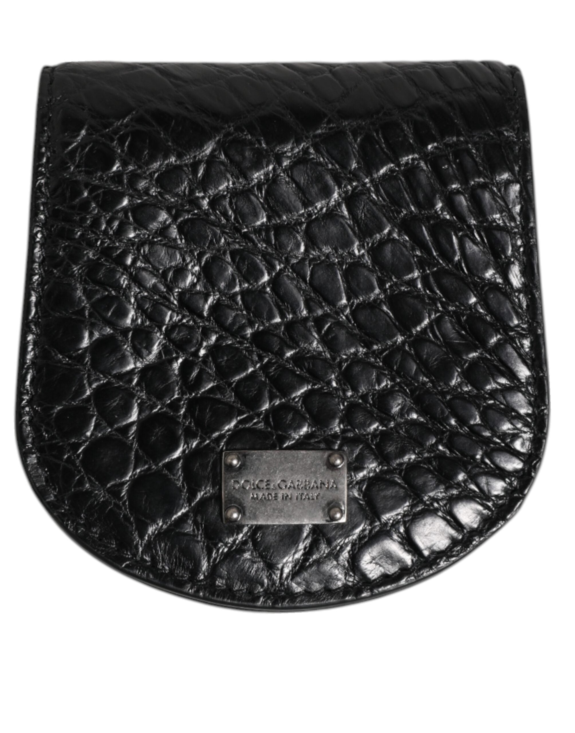 Dolce & Gabbana Black Exotic Skin Coin Condom Case Holder Bag Wallet-1