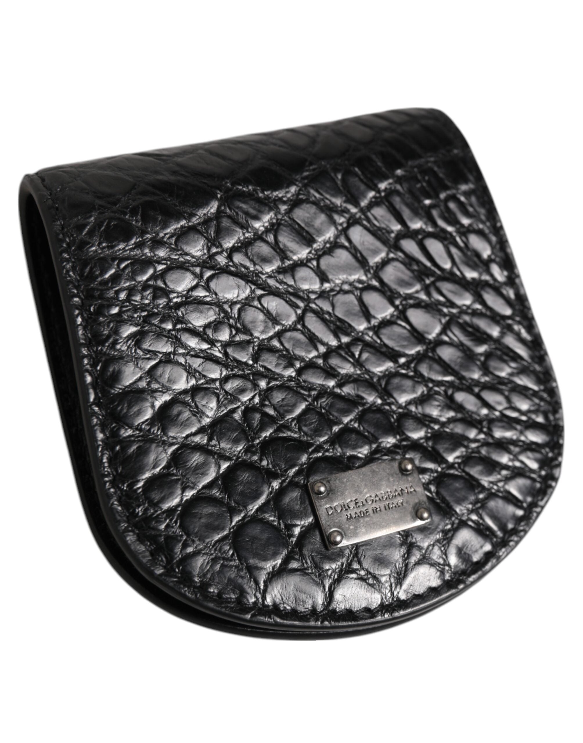 Dolce & Gabbana Black Exotic Skin Coin Condom Case Holder Bag Wallet-3