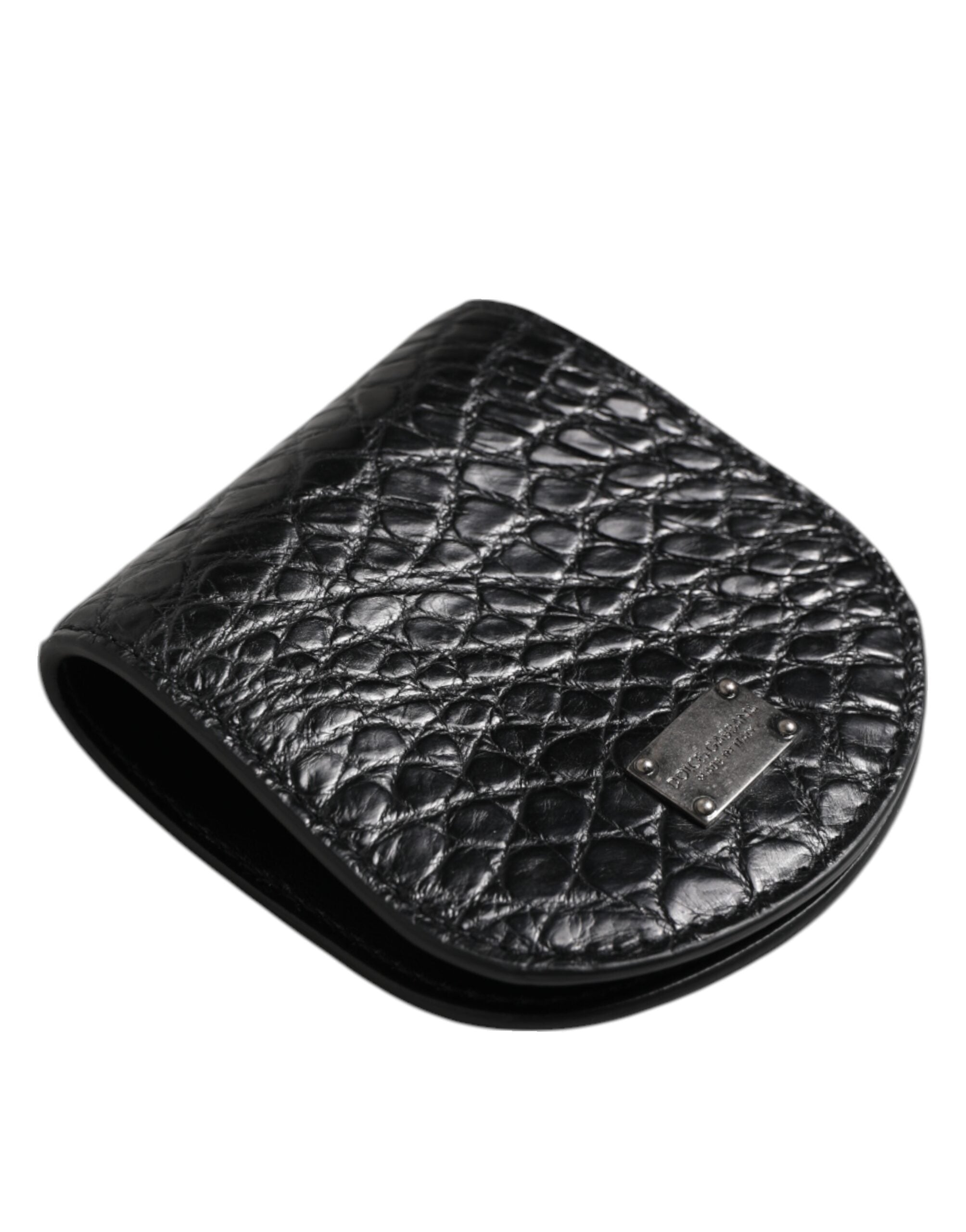 Dolce & Gabbana Black Exotic Skin Coin Condom Case Holder Bag Wallet-4