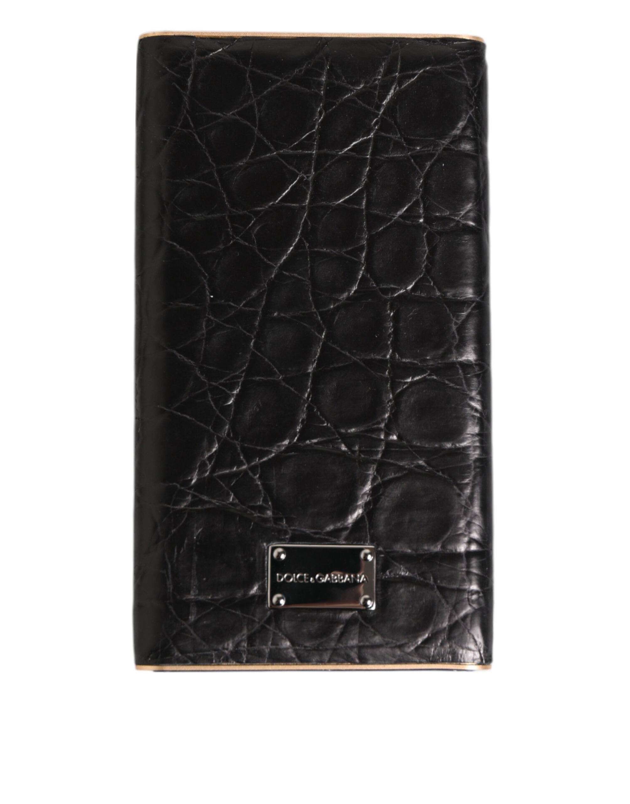 Dolce & Gabbana Schwarzes Leder Exotische Haut 3000mAh Power Bank Ladegerät USB-1