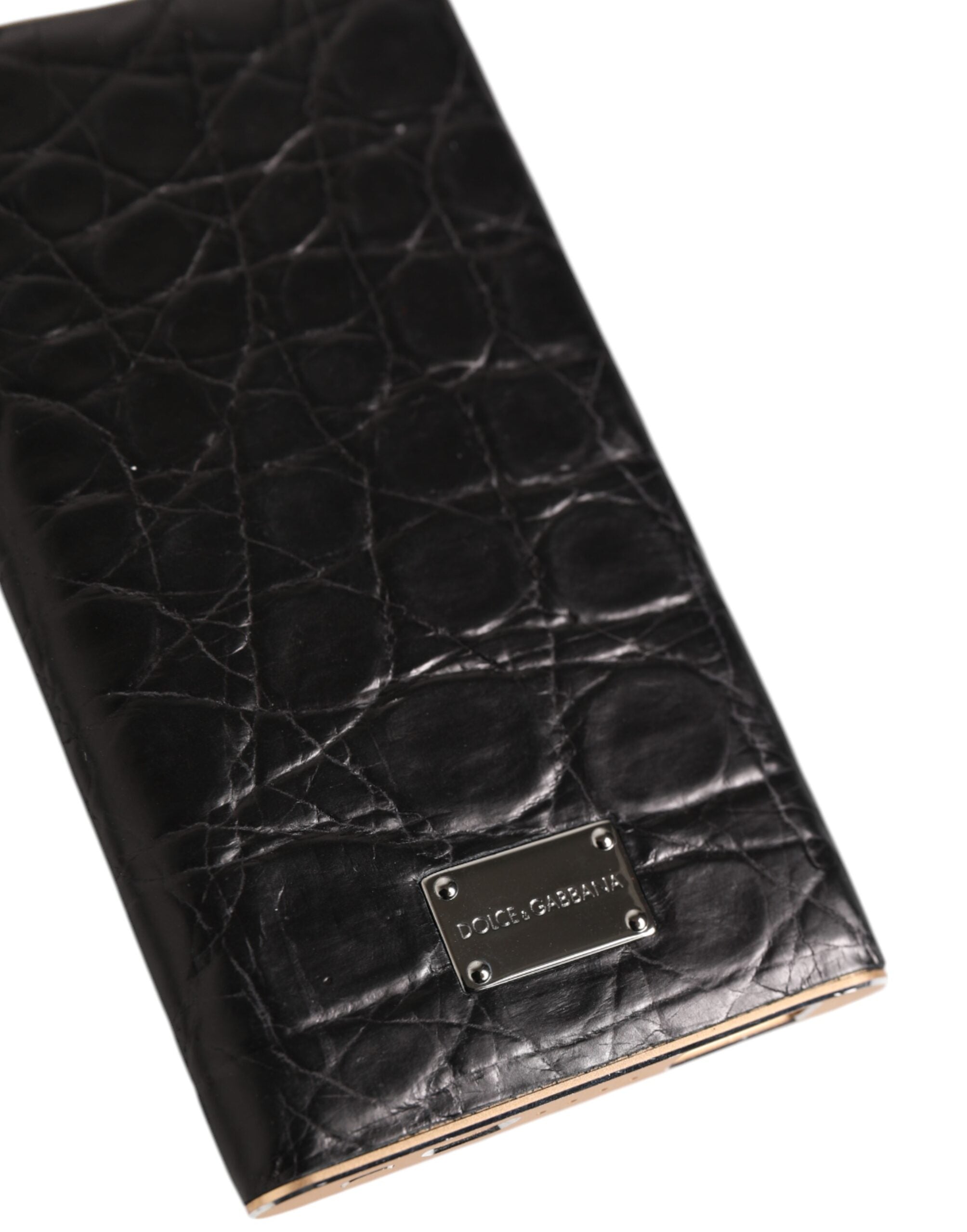 Dolce & Gabbana Schwarzes Leder Exotische Haut 3000mAh Power Bank Ladegerät USB-3