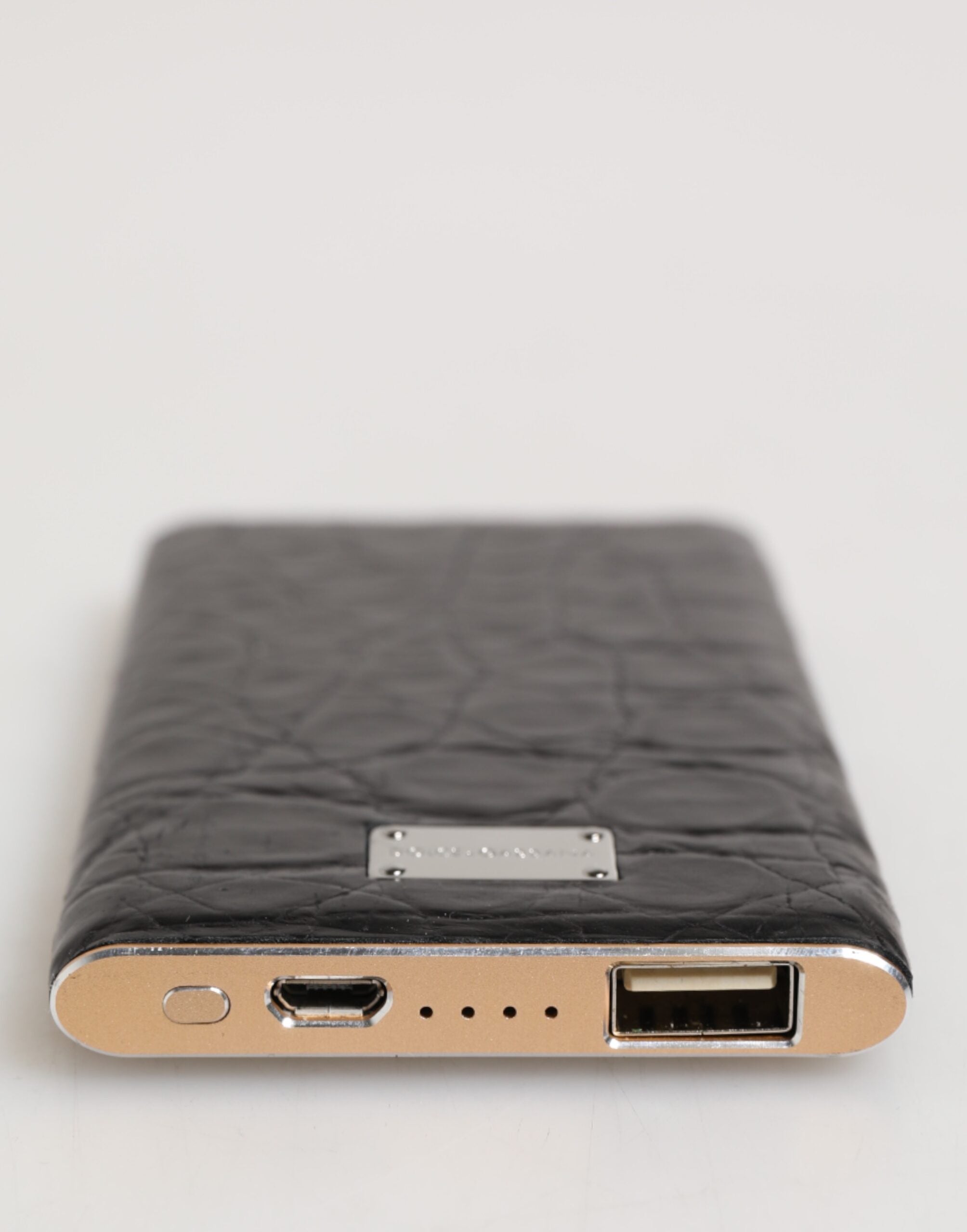 Dolce & Gabbana Schwarzes Leder Exotische Haut 3000mAh Power Bank Ladegerät USB-7