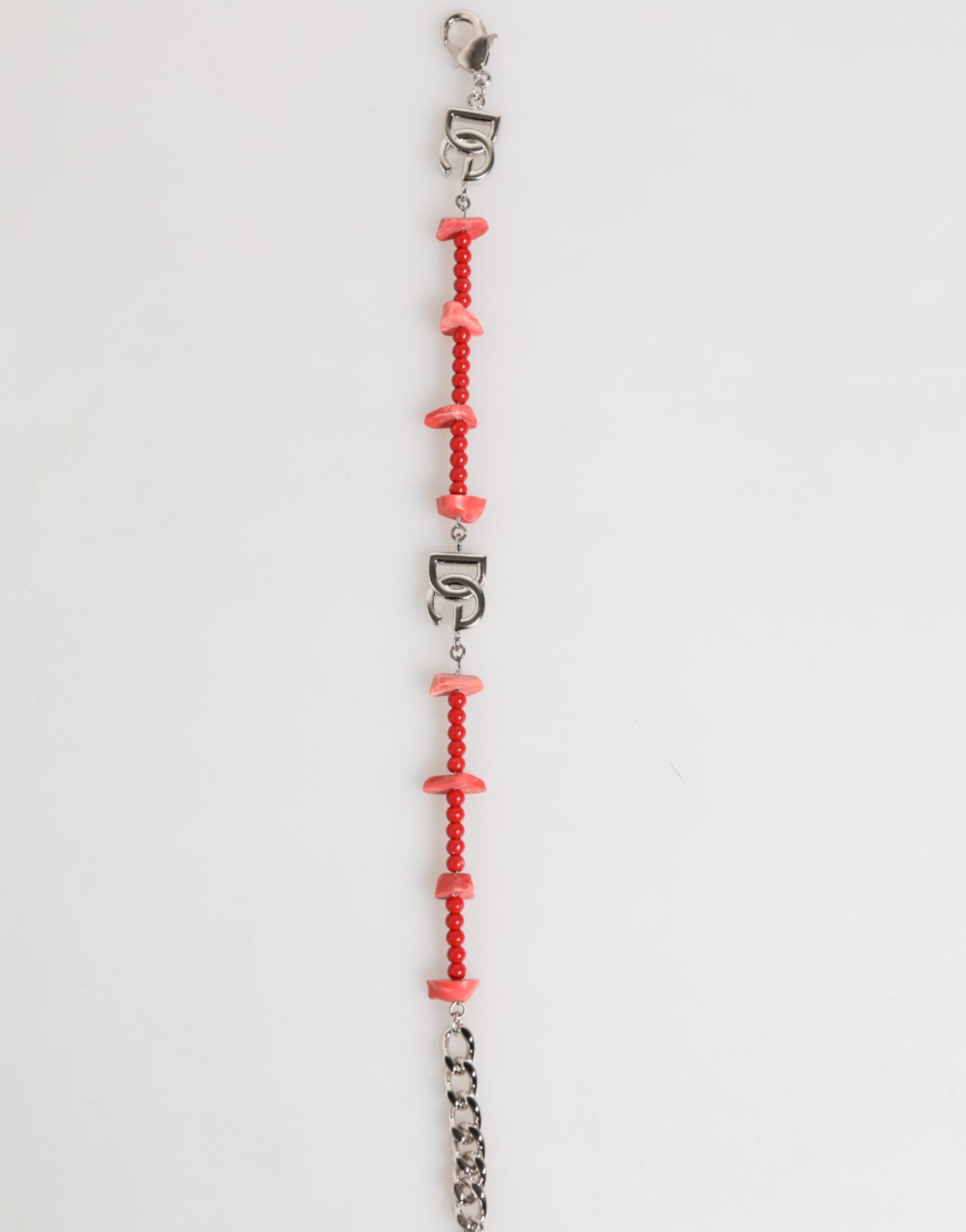 Dolce & Gabbana Silver-Tone Brass Beaded Resin DG Logo Necklace Men's Bracelet-5