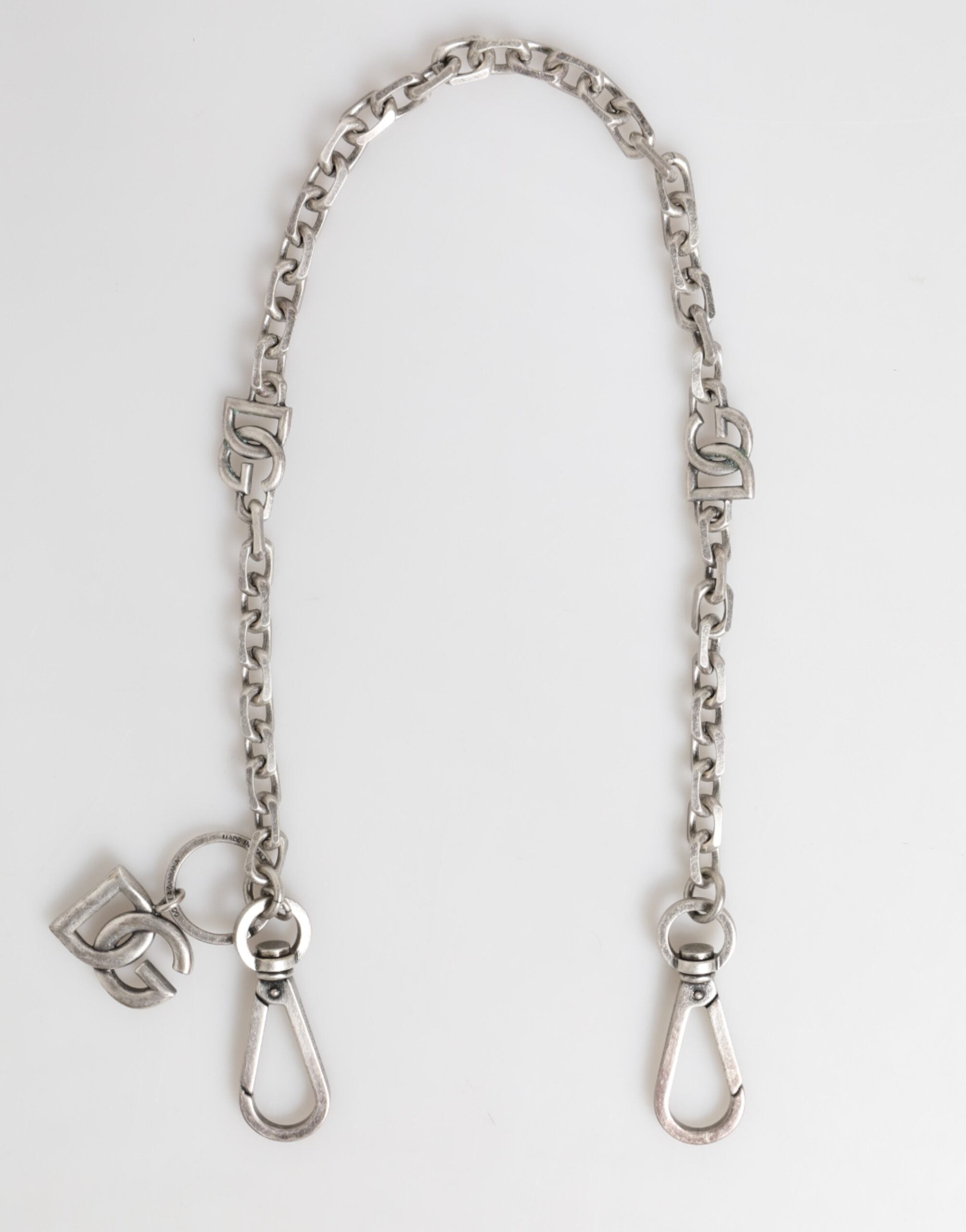 Dolce & Gabbana Silver-Tone Brass DG Logo Detailing Chain Men's Necklace-2