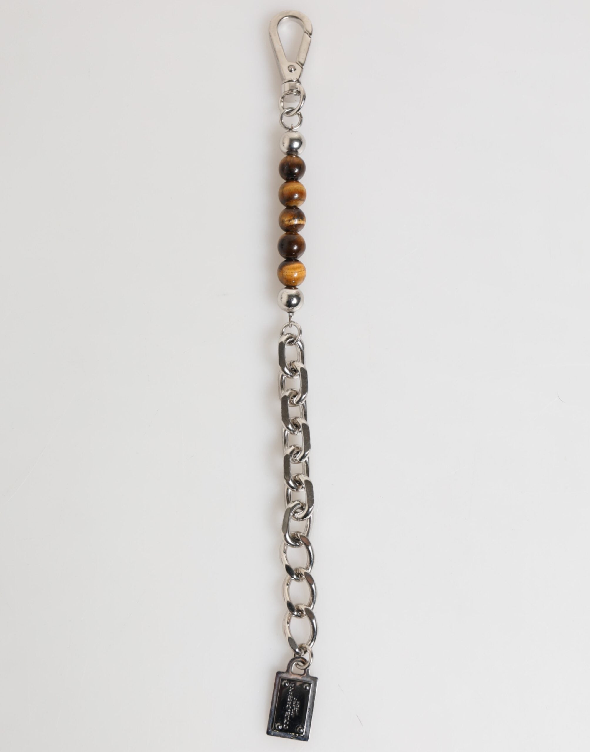 Dolce & Gabbana Silber Kette Messing Perlen Karabinerverschluss Logo Männer Armband-3