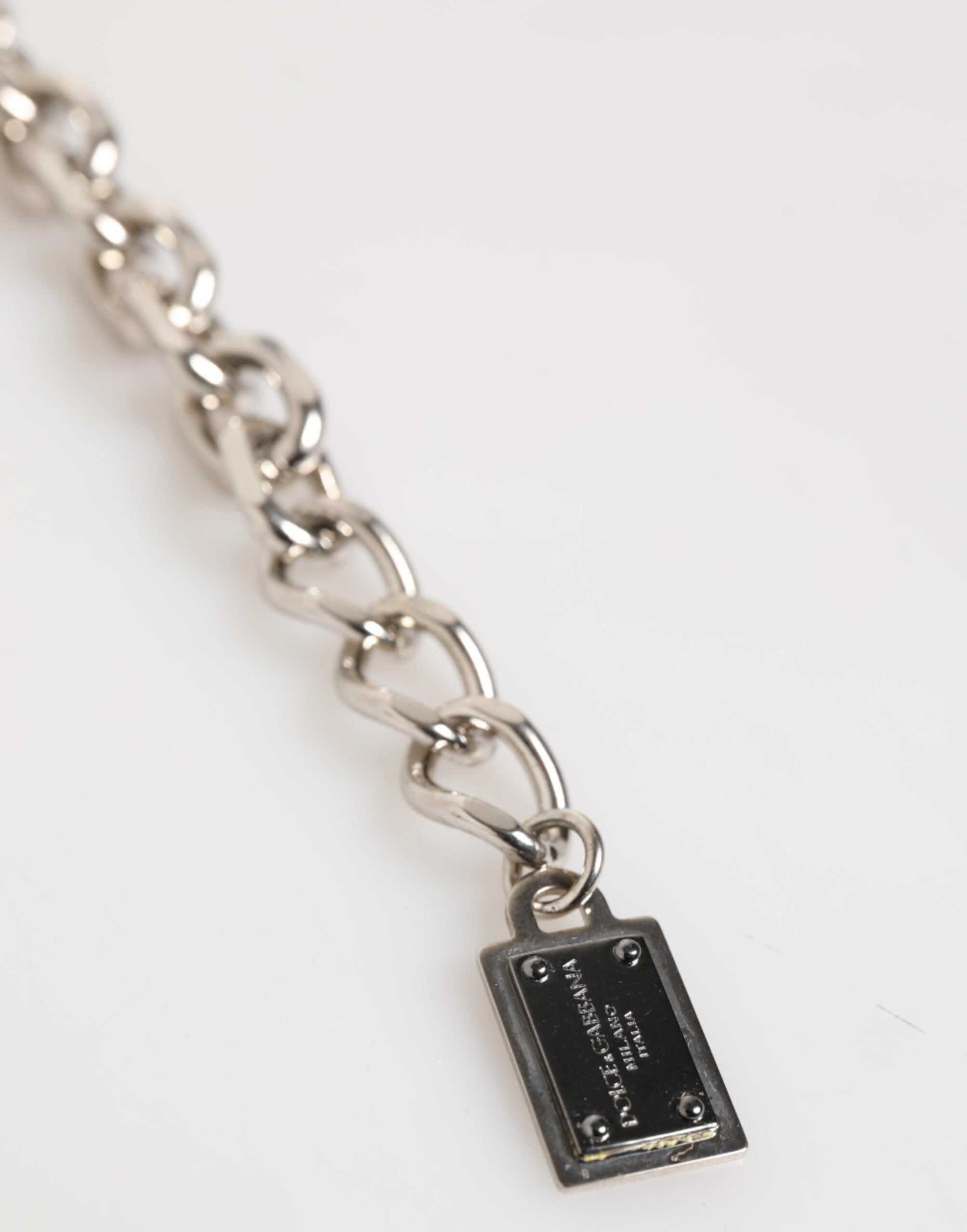 Dolce & Gabbana Silber Kette Messing Perlen Karabinerverschluss Logo Männer Armband-4