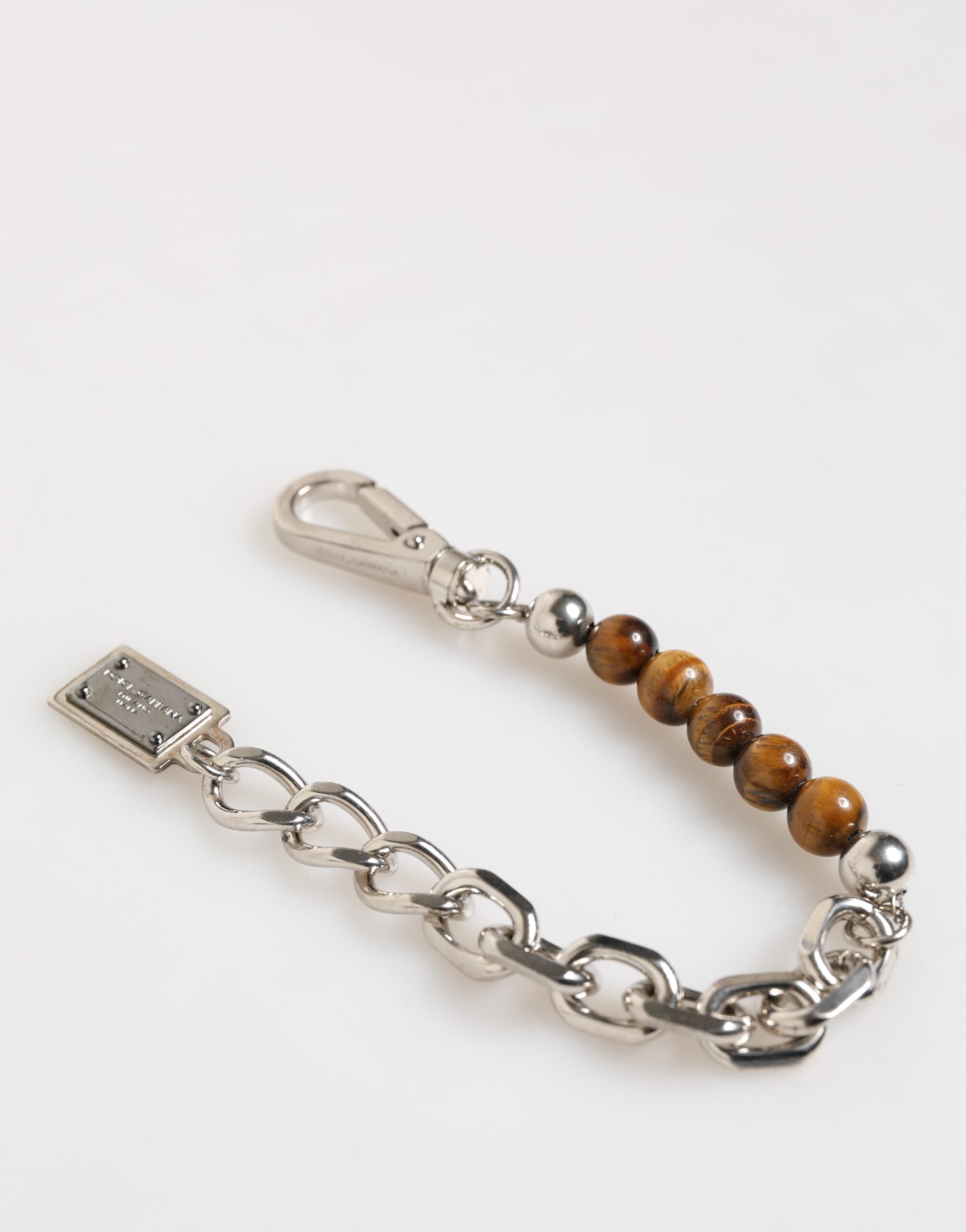 Dolce & Gabbana Silber Kette Messing Perlen Karabinerverschluss Logo Männer Armband-7