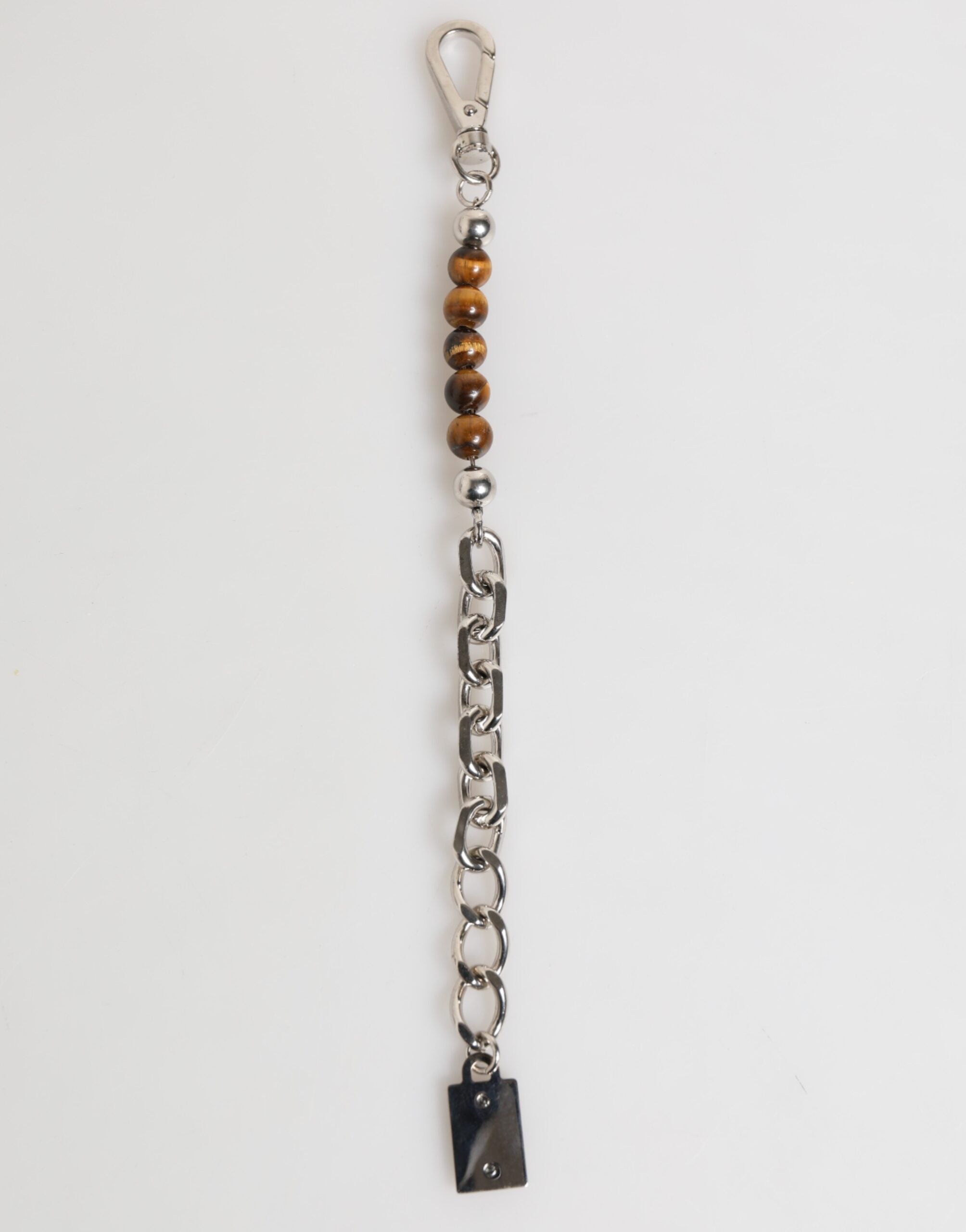Dolce & Gabbana Silber Kette Messing Perlen Karabinerverschluss Logo Männer Armband-1