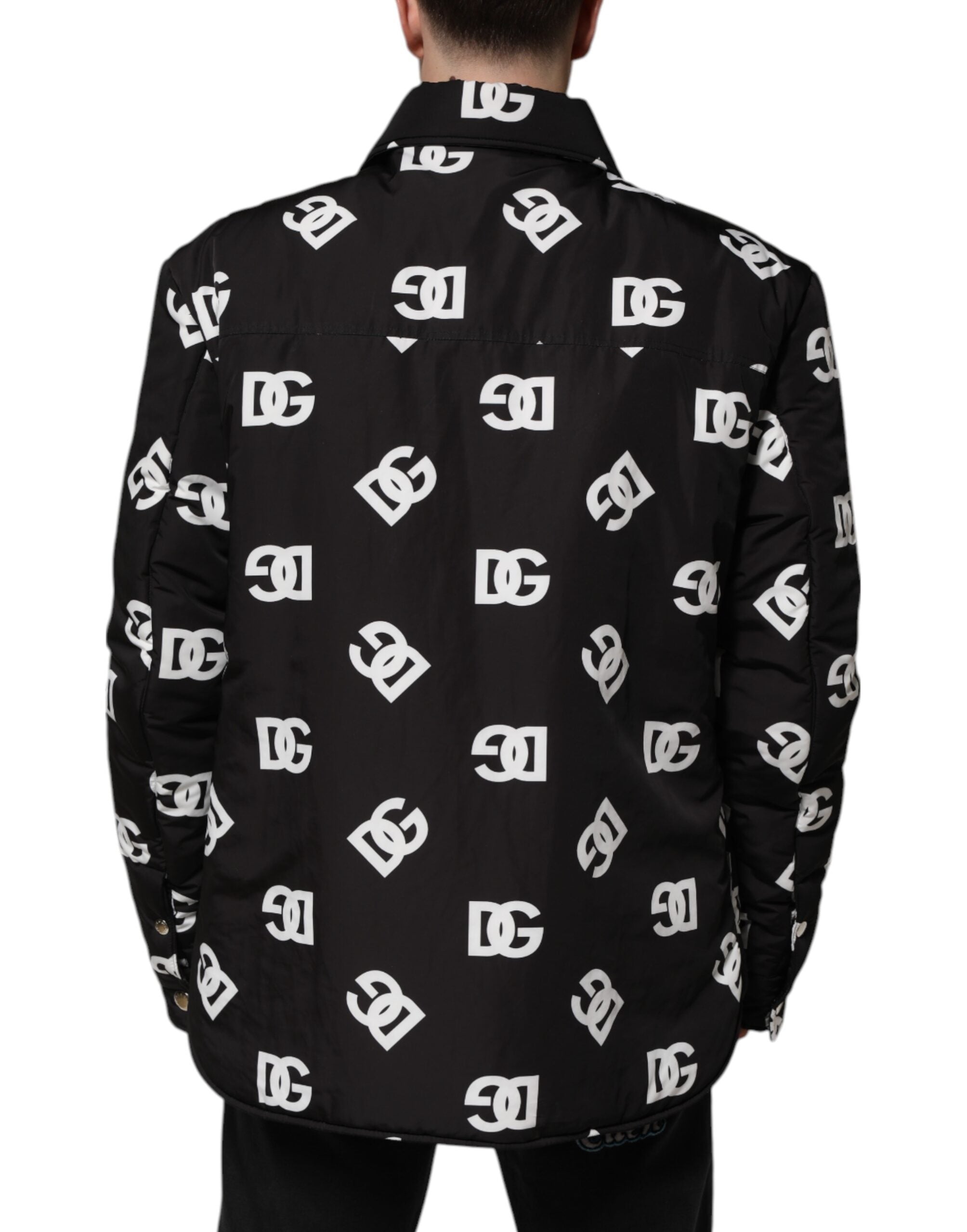 Dolce & Gabbana Schwarze DG Monogram Nylon Windbreaker Jacke-4