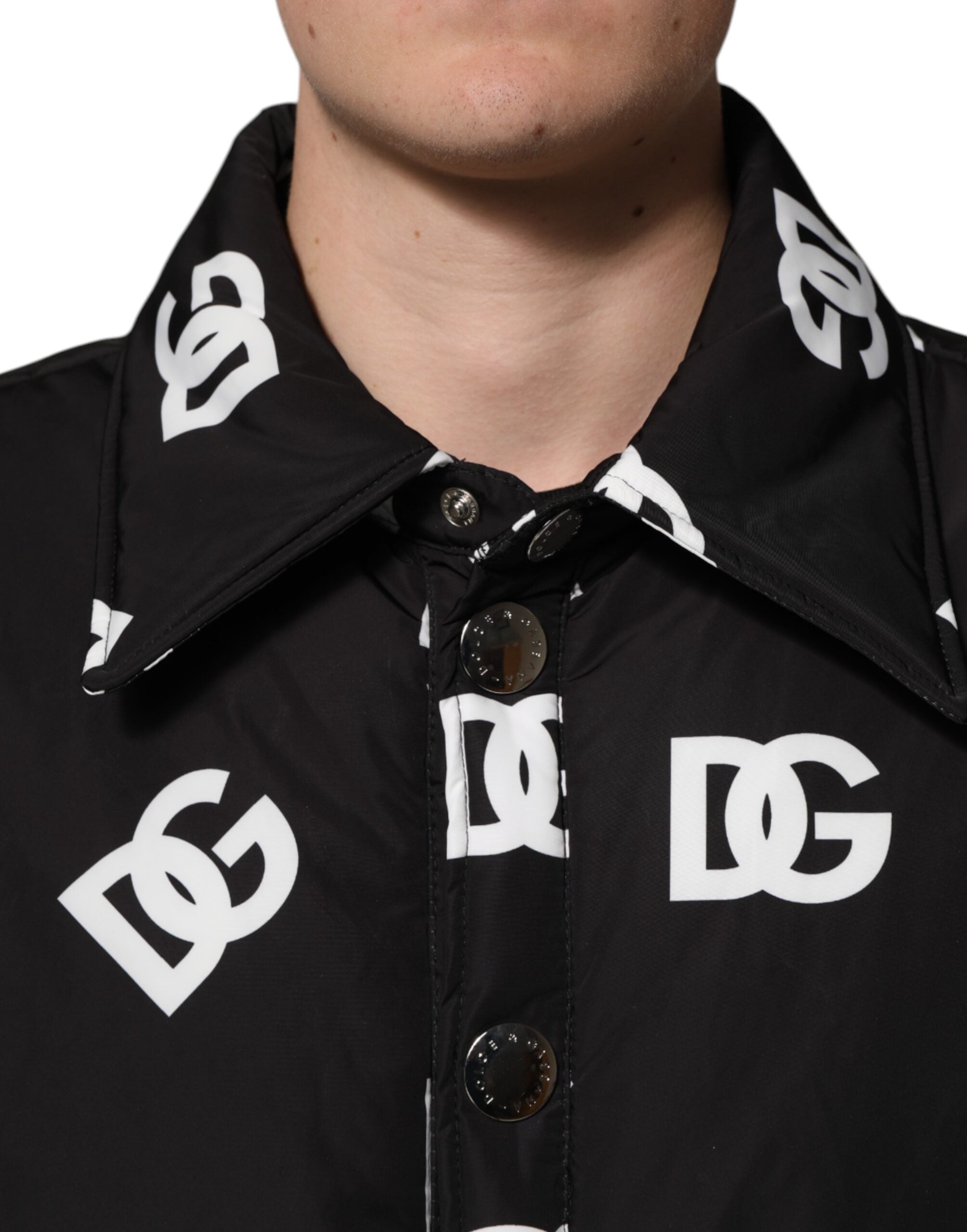 Dolce & Gabbana Schwarze DG Monogram Nylon Windbreaker Jacke-5