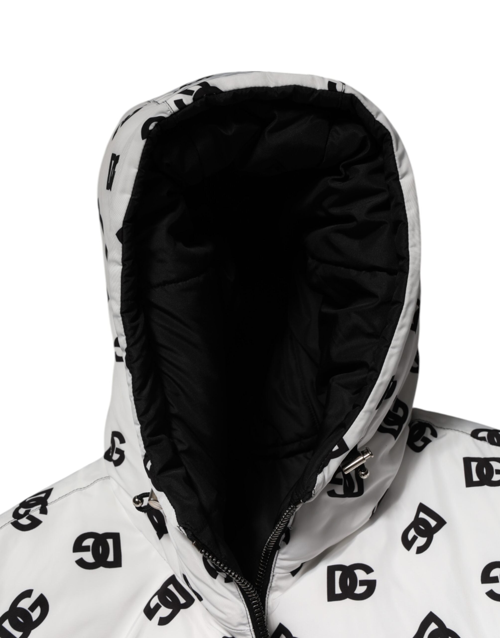 Dolce & Gabbana Weiße DG Monogram Kapuzen-Pufferjacke-6