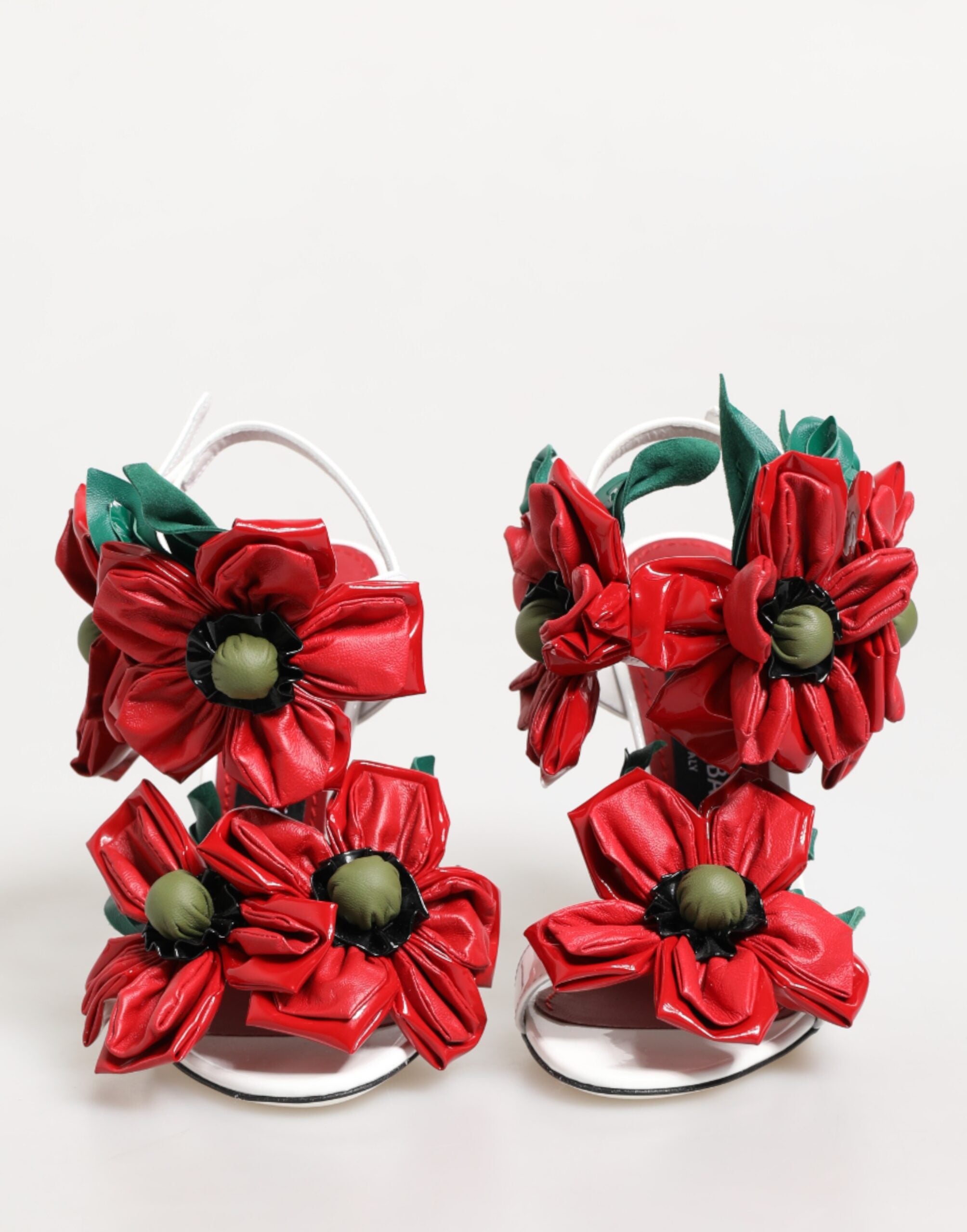 Dolce & Gabbana White Red Floral Detailing Sandals Shoes-3