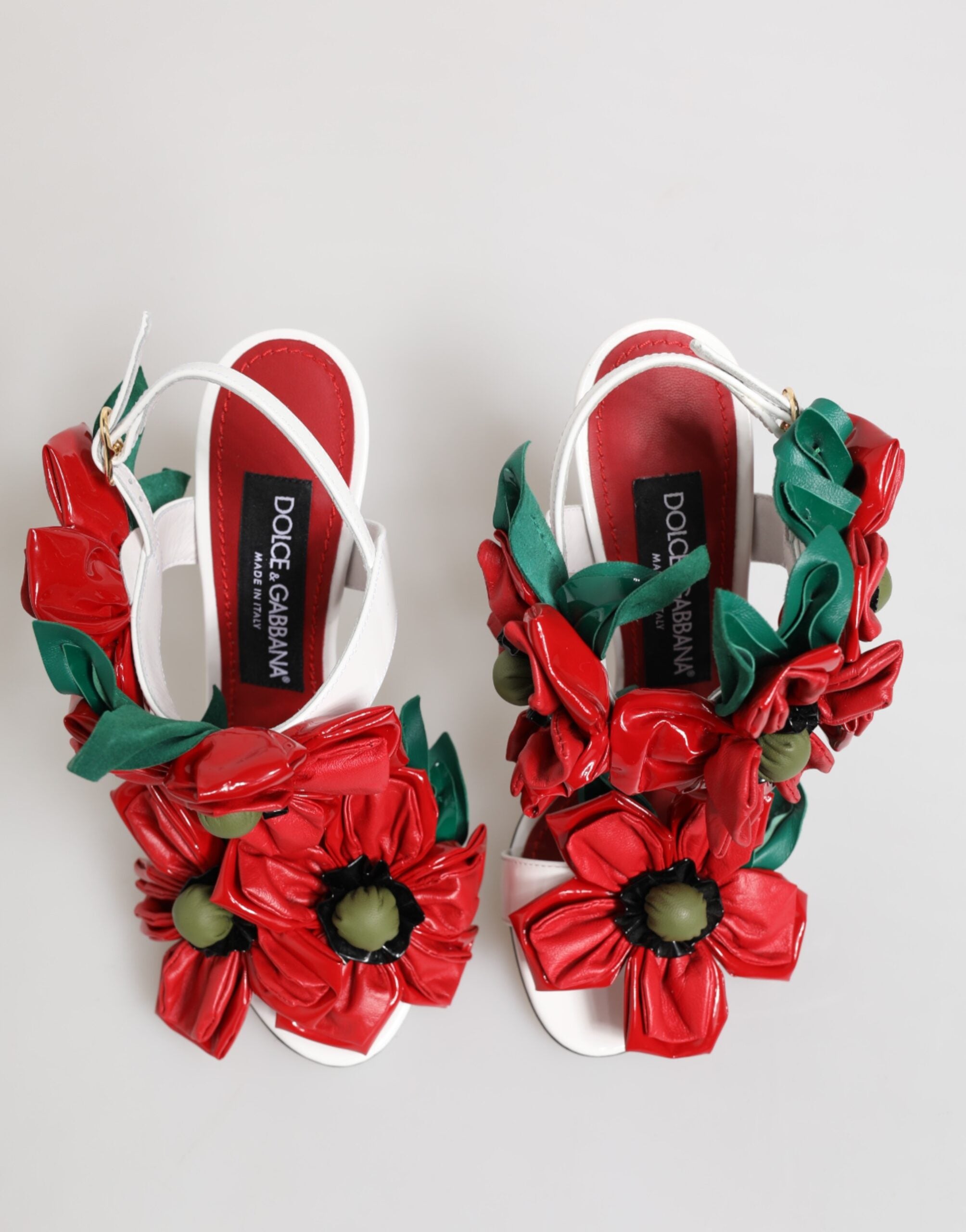Dolce & Gabbana White Red Floral Detailing Sandals Shoes-4