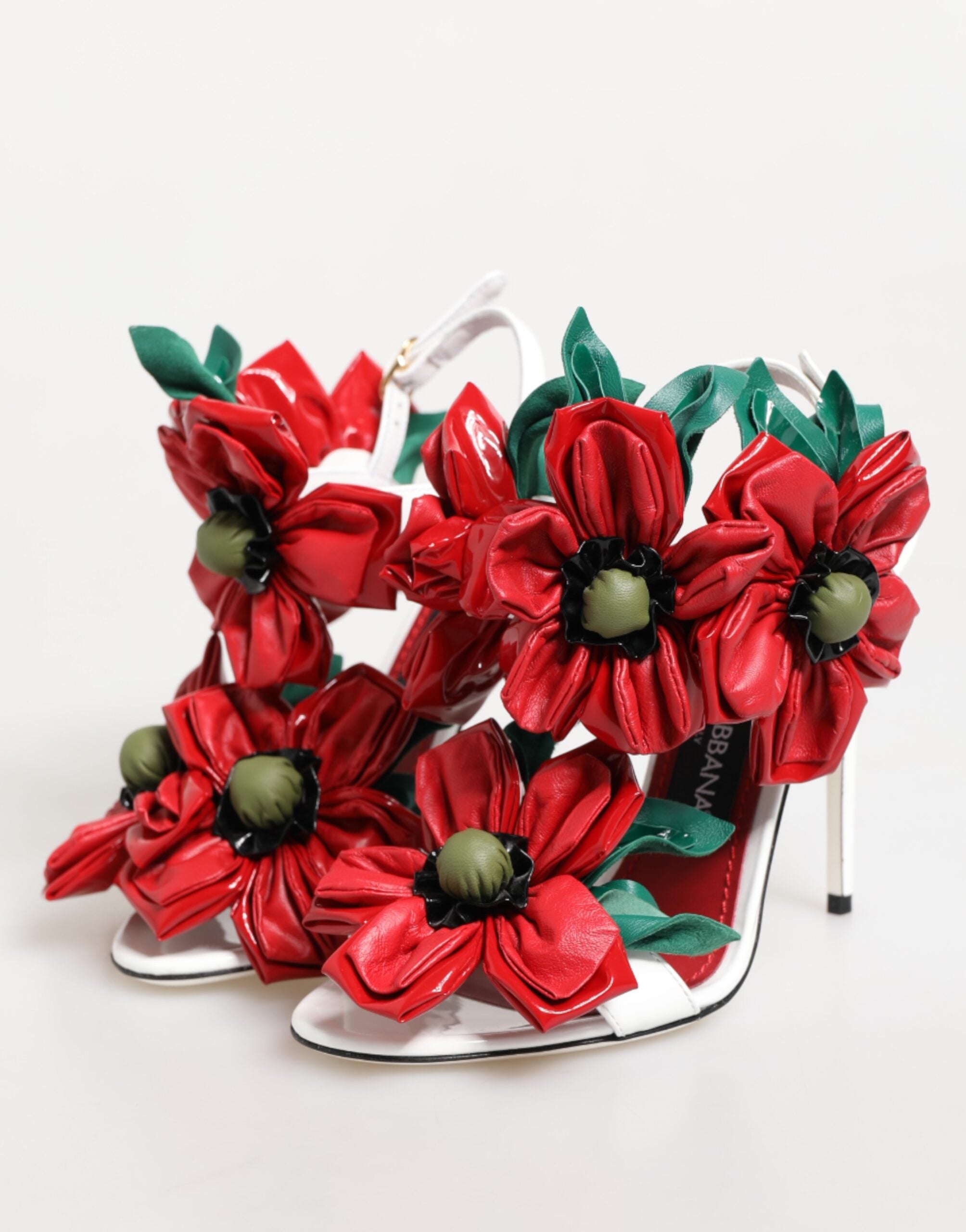 Dolce & Gabbana White Red Floral Detailing Sandals Shoes-5