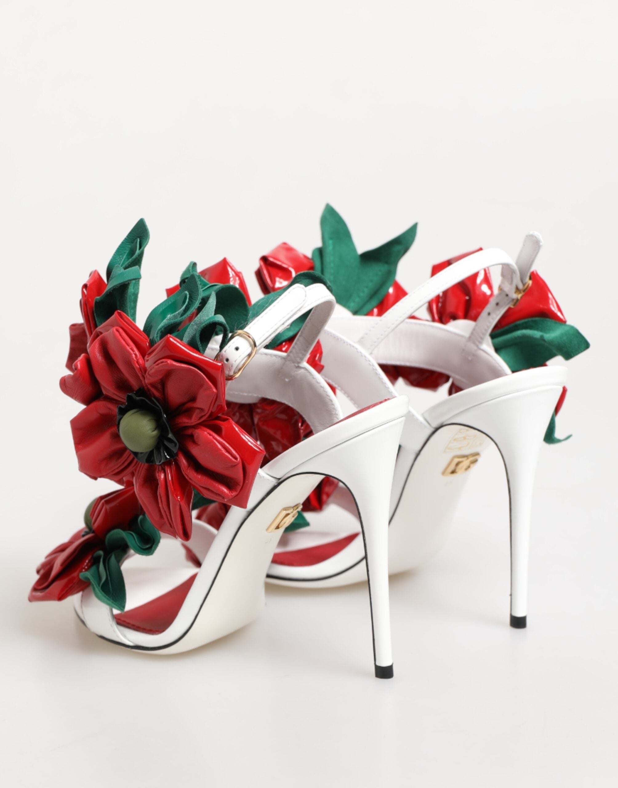 Dolce & Gabbana White Red Floral Detailing Sandals Shoes-6