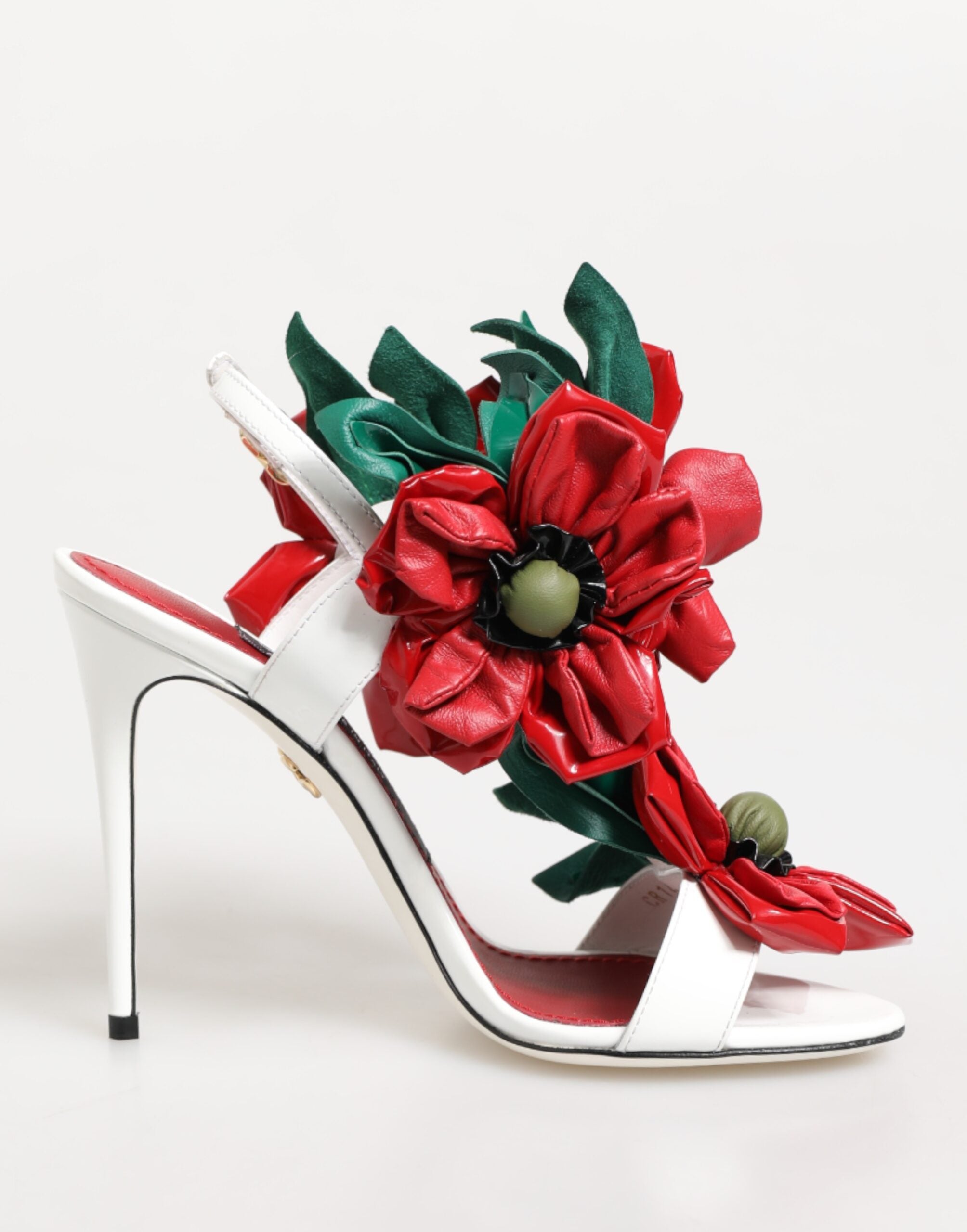 Dolce & Gabbana White Red Floral Detailing Sandals Shoes-1
