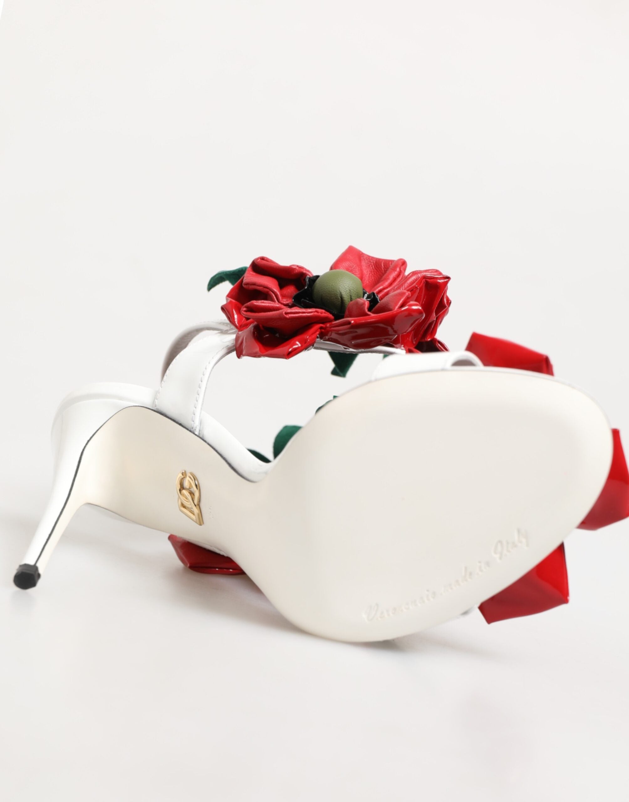 Dolce & Gabbana White Red Floral Detailing Sandals Shoes-8