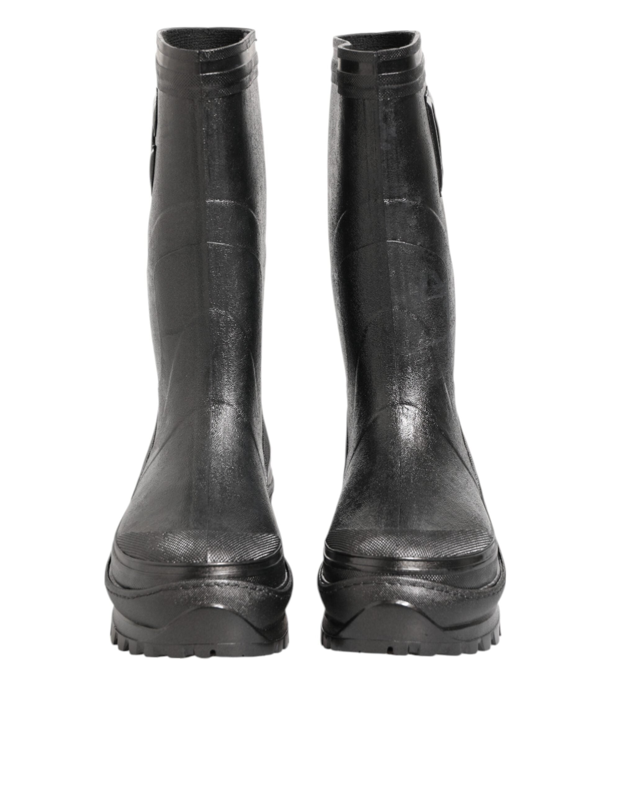Dolce & Gabbana Metallic Black Pull On Rain Boots Men's Shoes-3