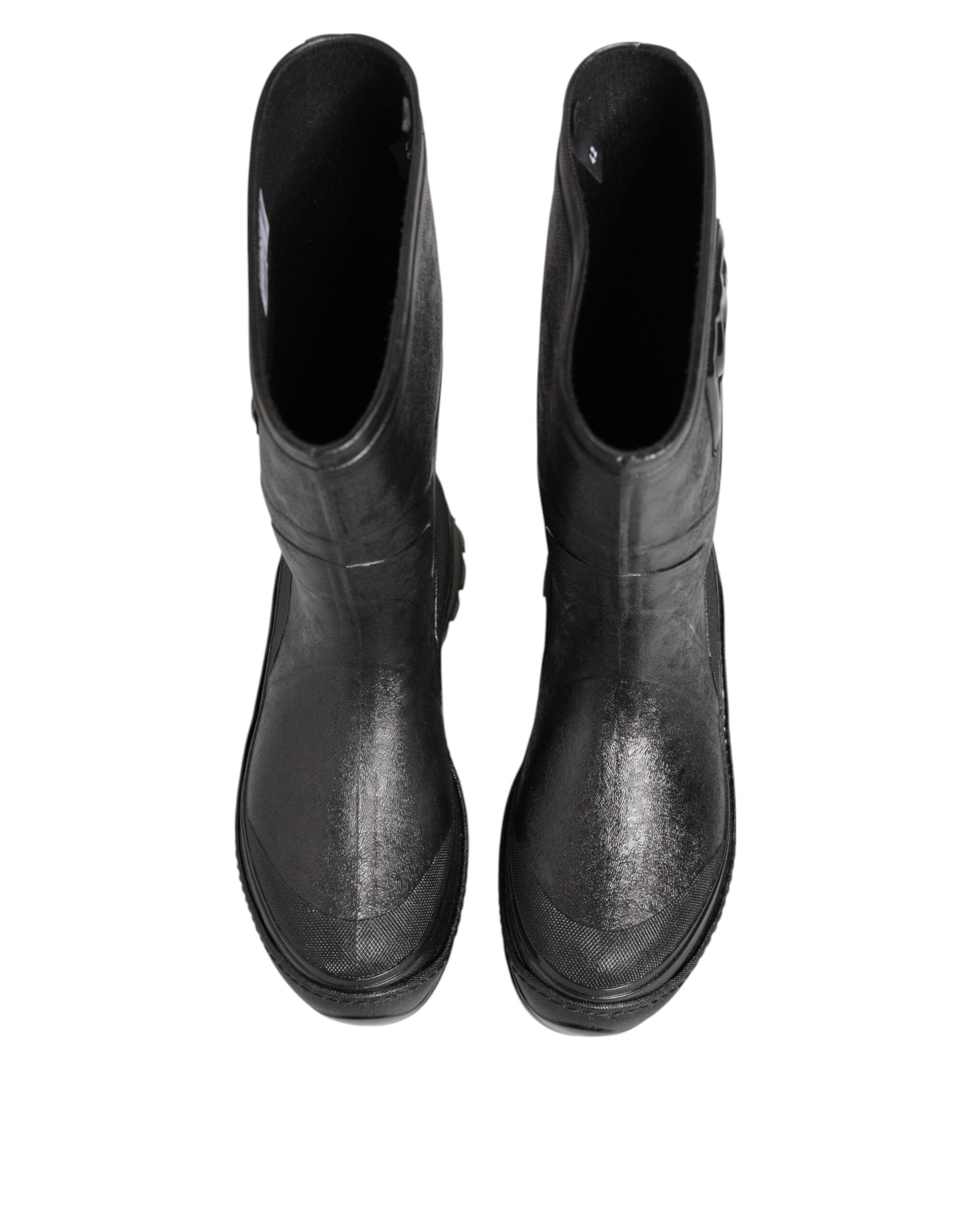 Dolce & Gabbana Metallic Black Pull On Rain Boots Men's Shoes-4