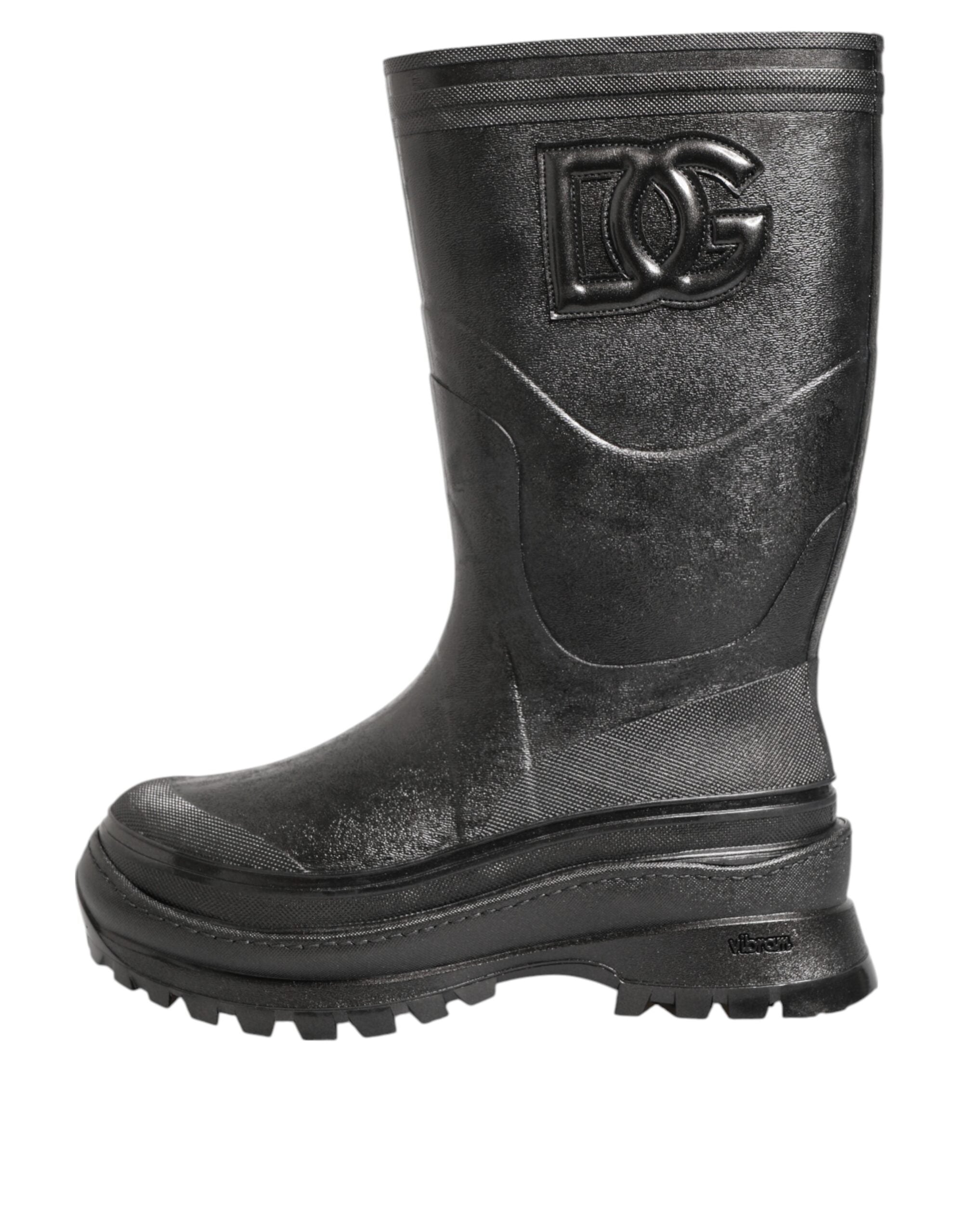 Dolce & Gabbana Metallic Black Pull On Rain Boots Men's Shoes-2