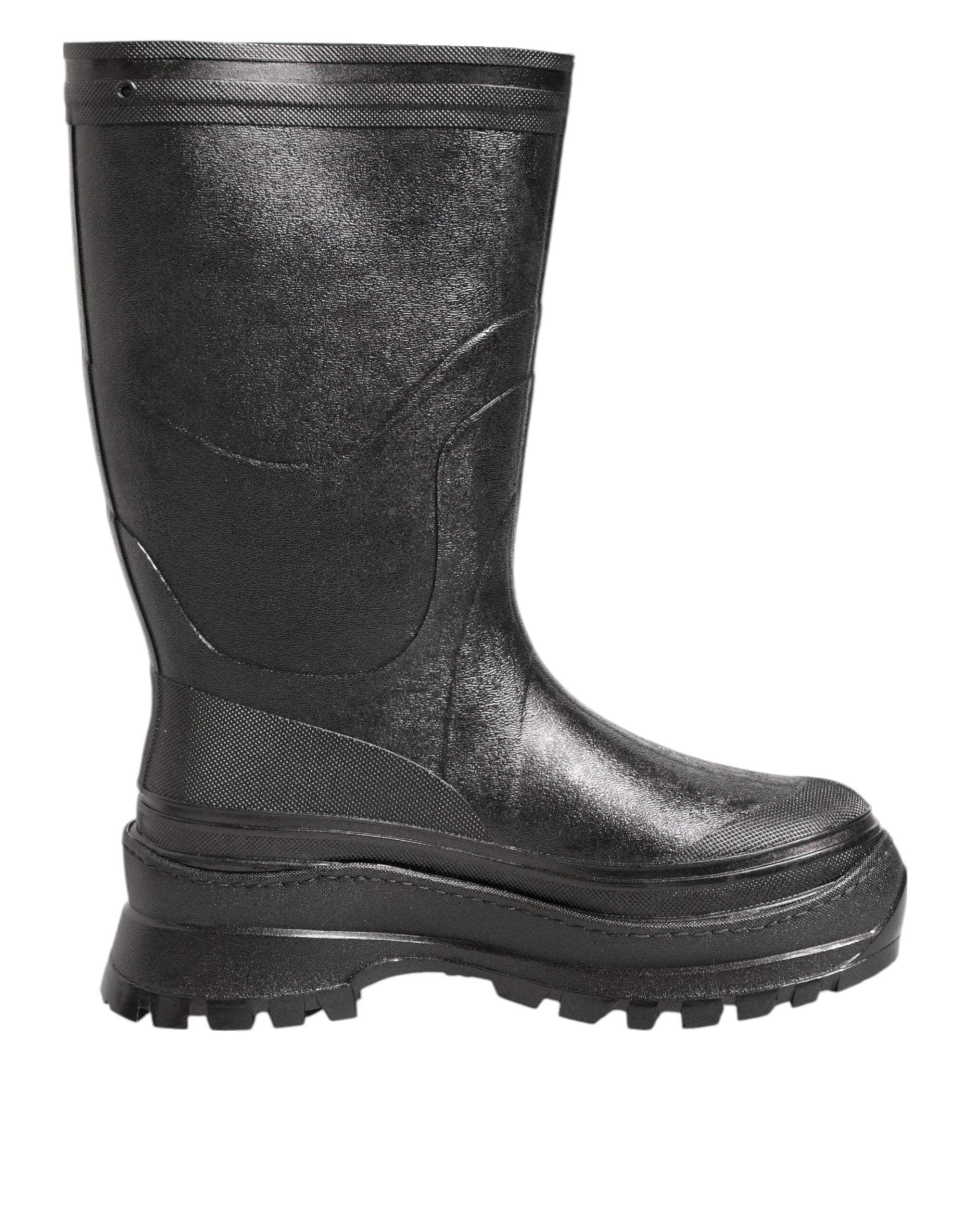 Dolce & Gabbana Metallic Black Pull On Rain Boots Men's Shoes-1
