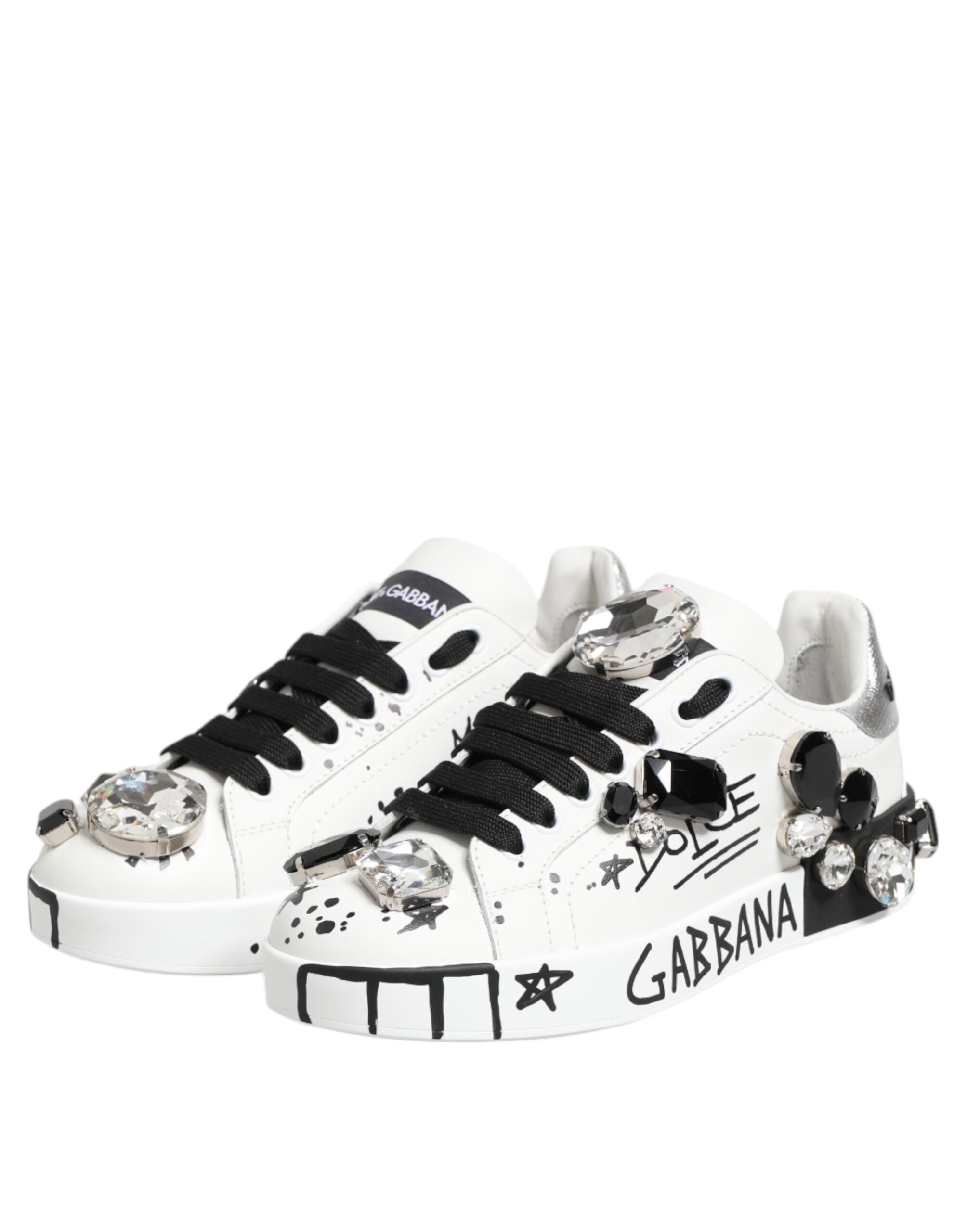 Zapatillas blancas con cristales Portofino de Dolce & Gabbana-5
