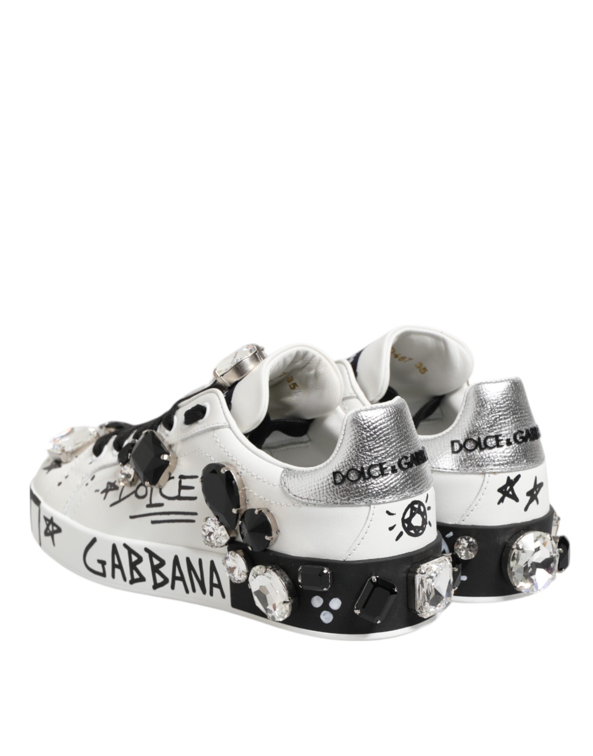 Zapatillas blancas con cristales Portofino de Dolce & Gabbana-6