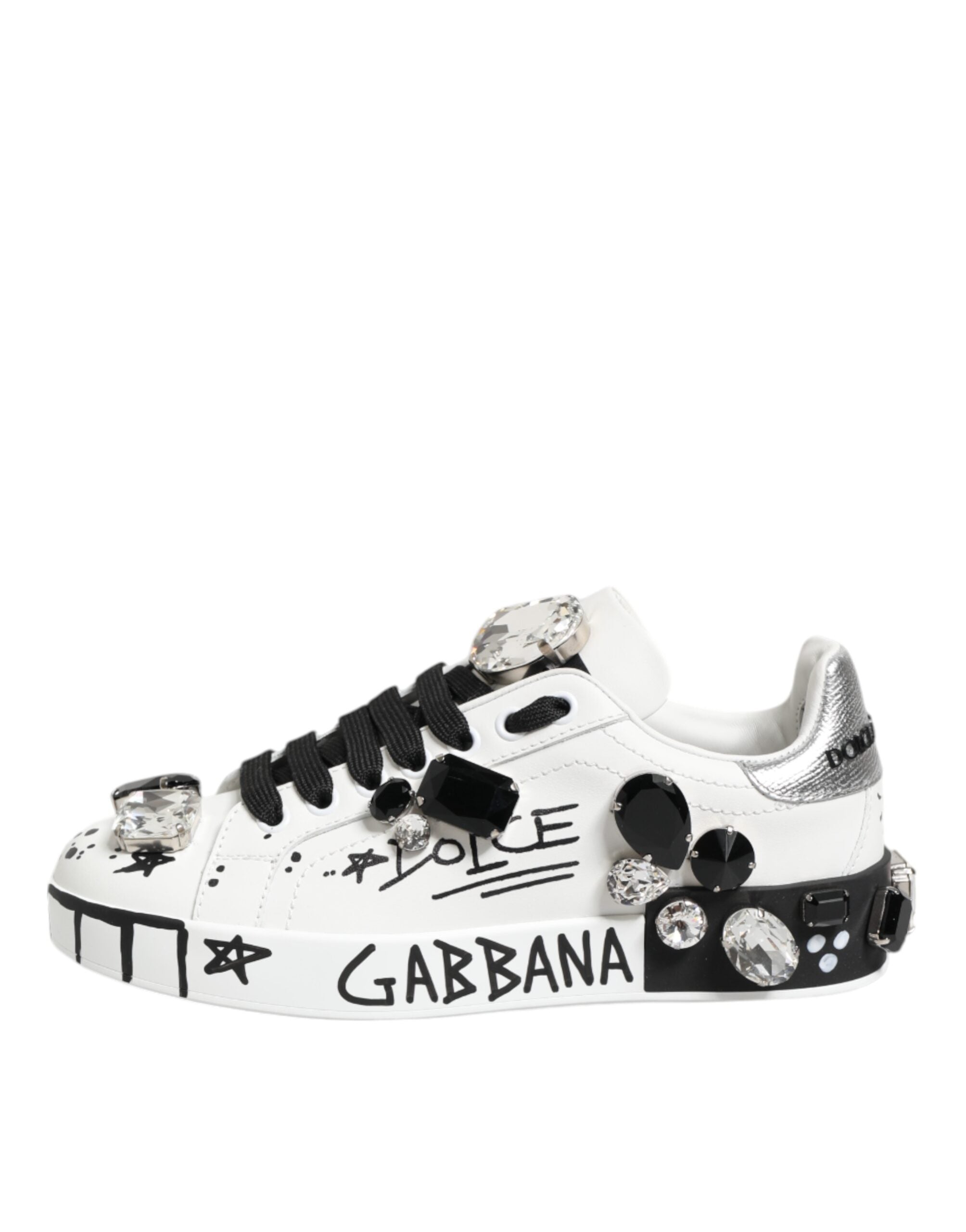 Zapatillas blancas con cristales Portofino de Dolce & Gabbana-7