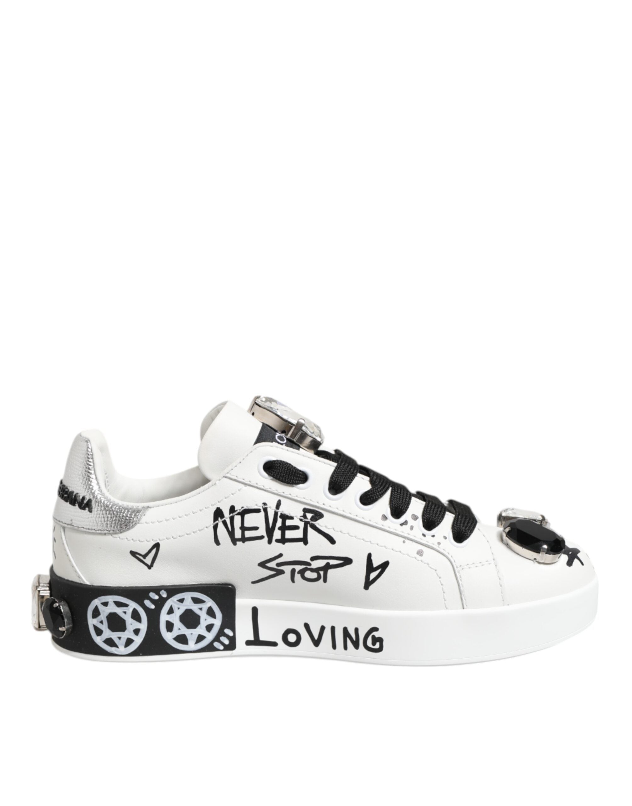 Zapatillas blancas con cristales Portofino de Dolce & Gabbana-2