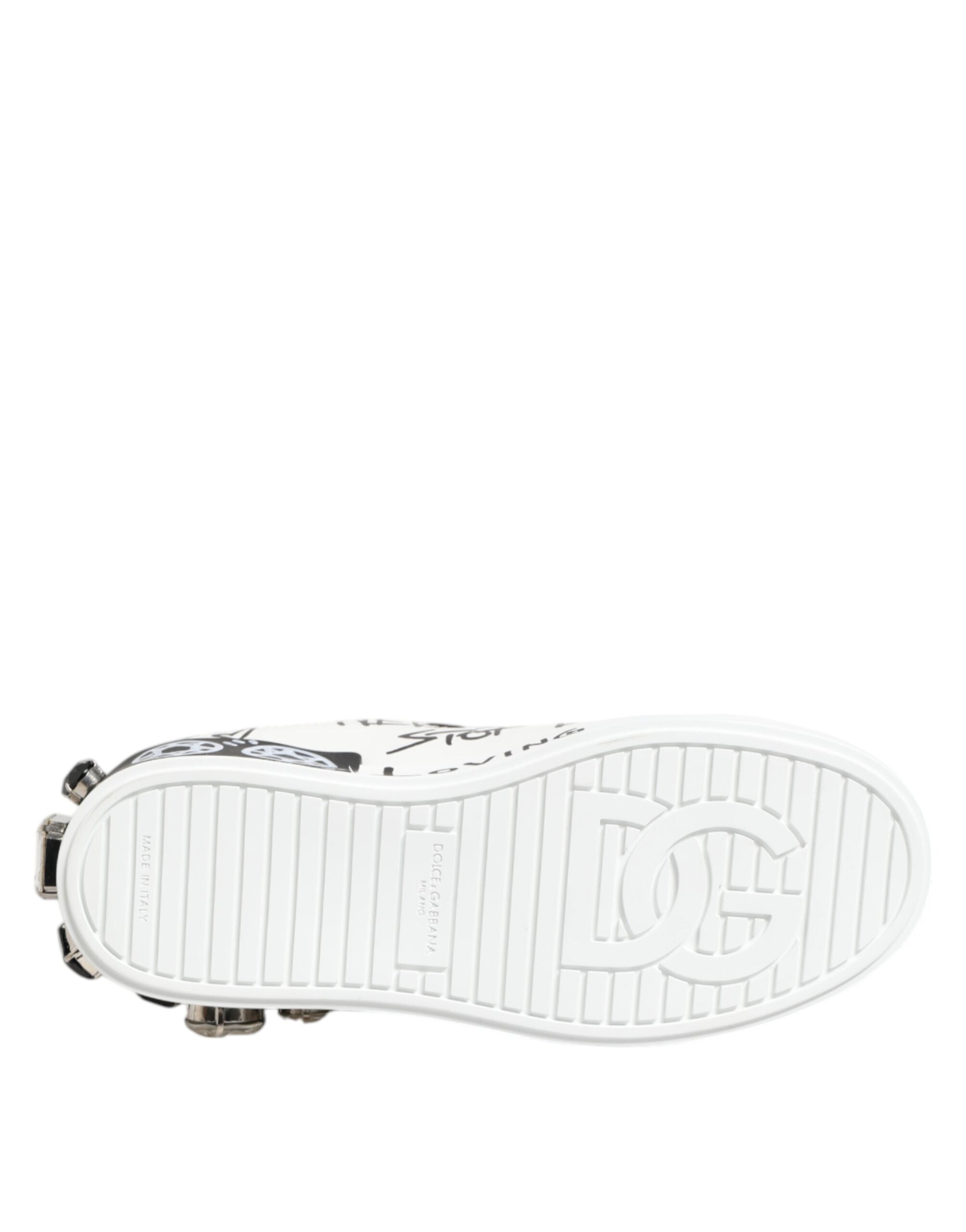 Zapatillas blancas con cristales Portofino de Dolce & Gabbana-8